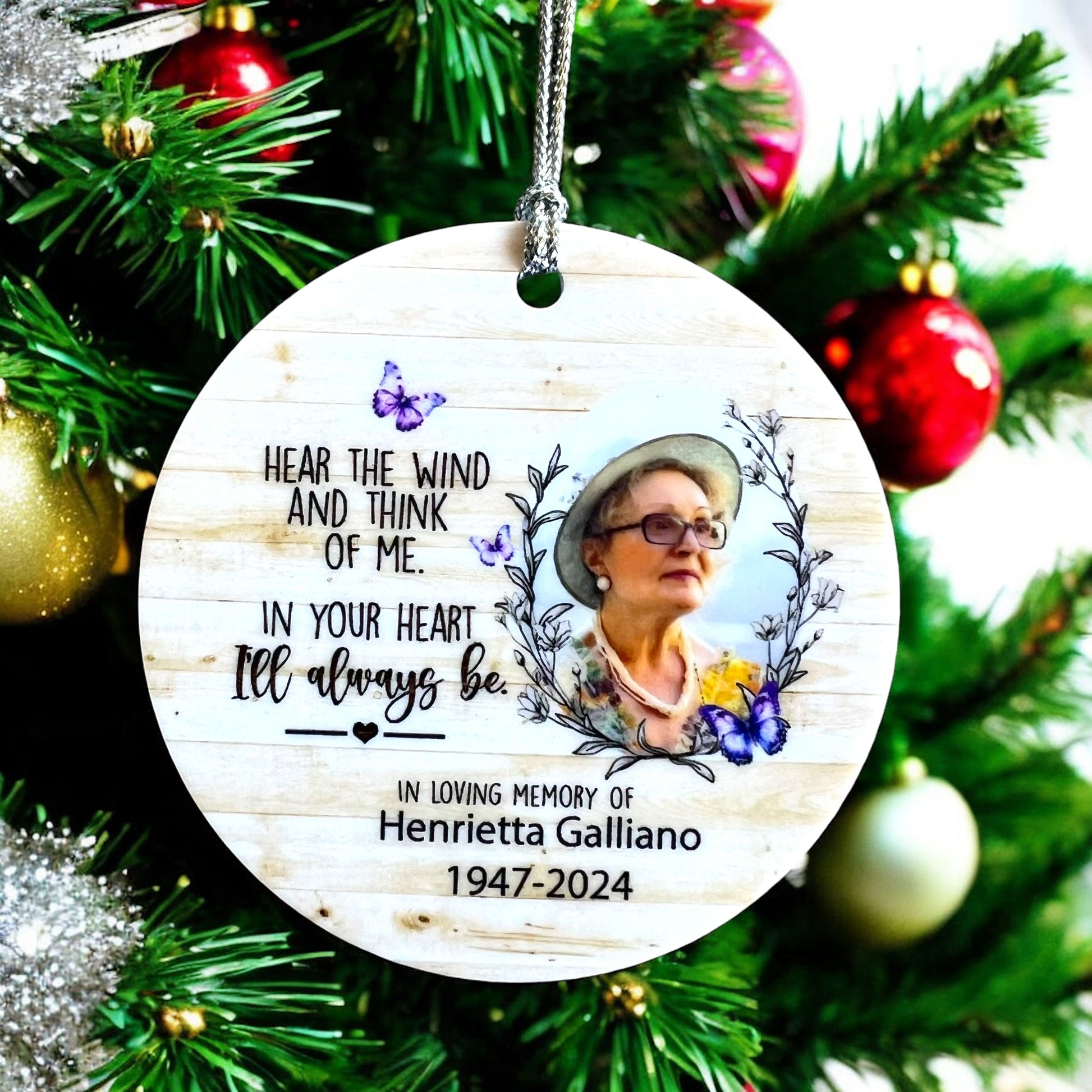 acrylic ornament, ceramic ornament, customised ornament, custom loss ornament, custom memorial gift, custom photo, funeral ornaments, memorial day, memorial day gift, memorial ornament, personalised, Remembrance ornament, Christmas ornament