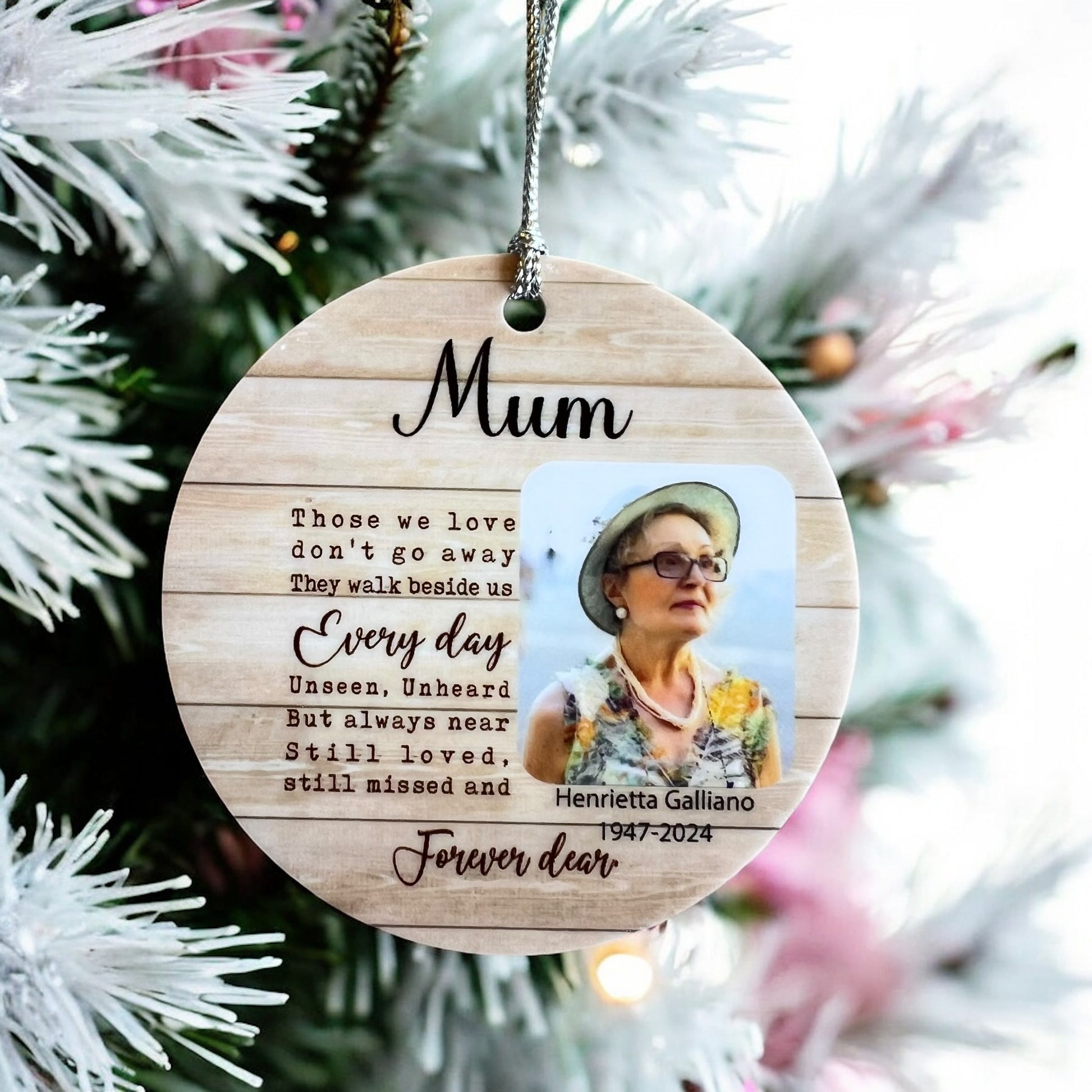 acrylic ornament, ceramic ornament, customised ornament, custom loss ornament, custom memorial gift, custom photo, funeral ornaments, memorial day, memorial day gift, memorial ornament, personalised, Remembrance ornament, Christmas ornament