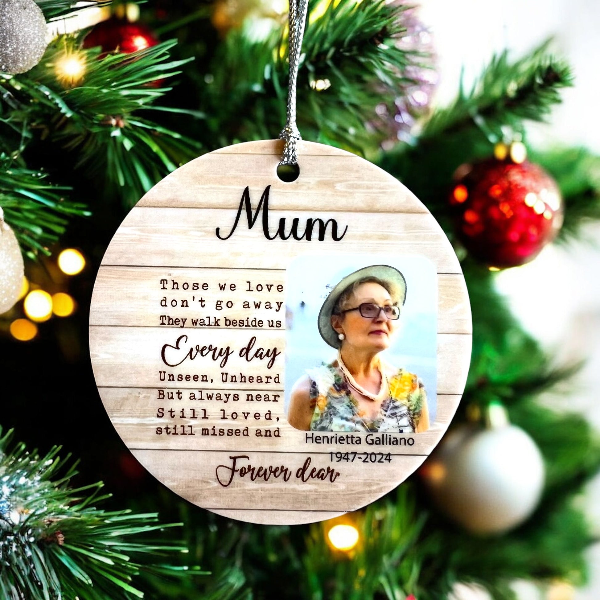 acrylic ornament, ceramic ornament, customised ornament, custom loss ornament, custom memorial gift, custom photo, funeral ornaments, memorial day, memorial day gift, memorial ornament, personalised, Remembrance ornament, Christmas ornament