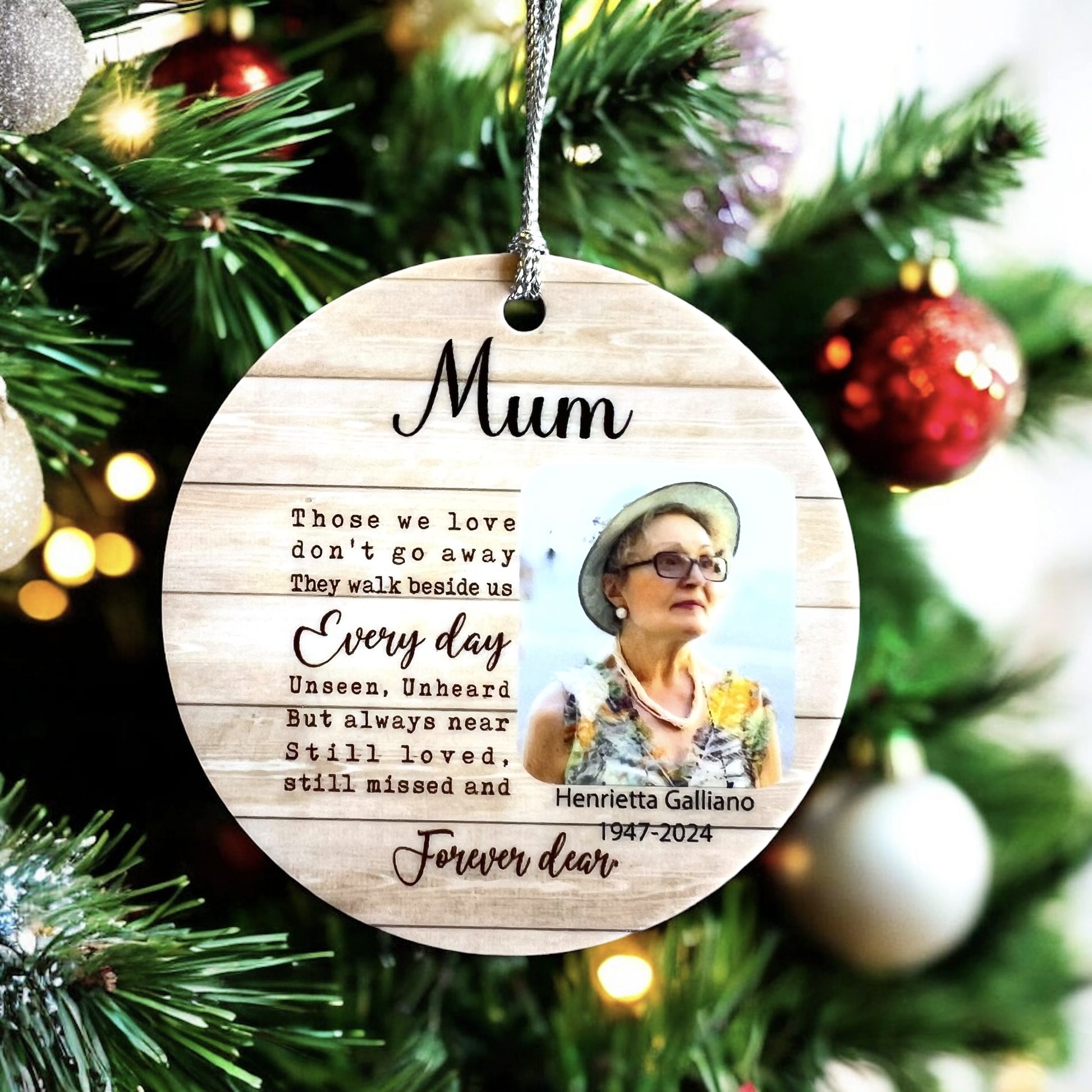 acrylic ornament, ceramic ornament, customised ornament, custom loss ornament, custom memorial gift, custom photo, funeral ornaments, memorial day, memorial day gift, memorial ornament, personalised, Remembrance ornament, Christmas ornament