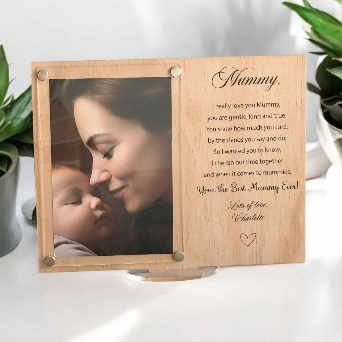 Personalised wood and acrylic mum frame Best mum ever