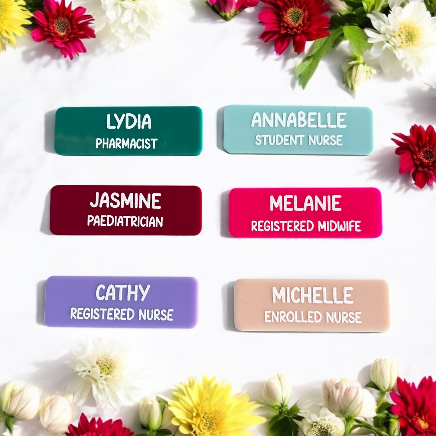 workplace name badge, midwife name badge, customised badge, educator badge, dentist badges, doctor badge, teacher badge, name tags, nurse badge, personalised badge