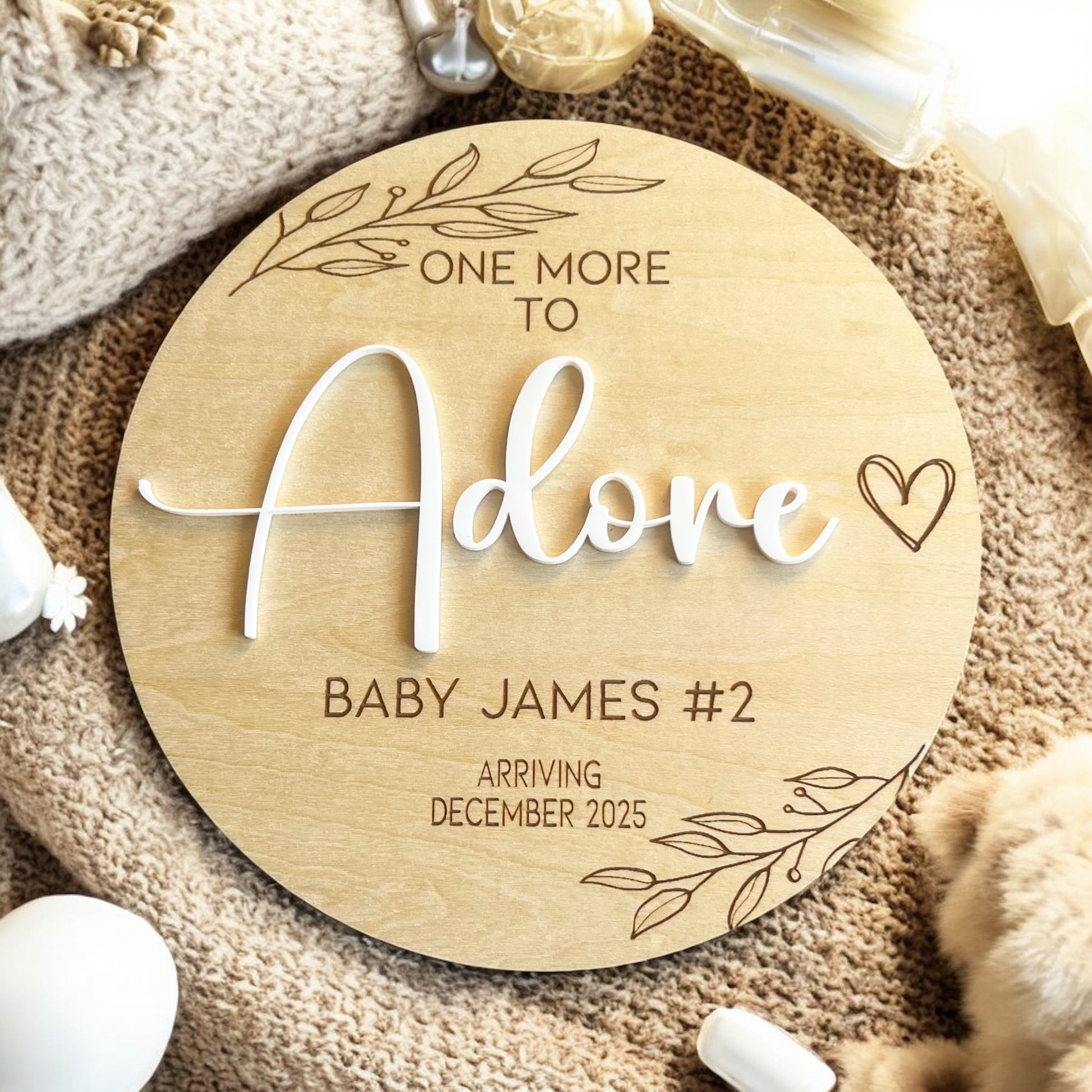 one more to adore, new baby announce, pregnancy announce, social media reveal, second baby,  baby reveal, boy or girl reveal, pregnancy reveal, baby announcement, baby reveal, boho baby, gender neutral