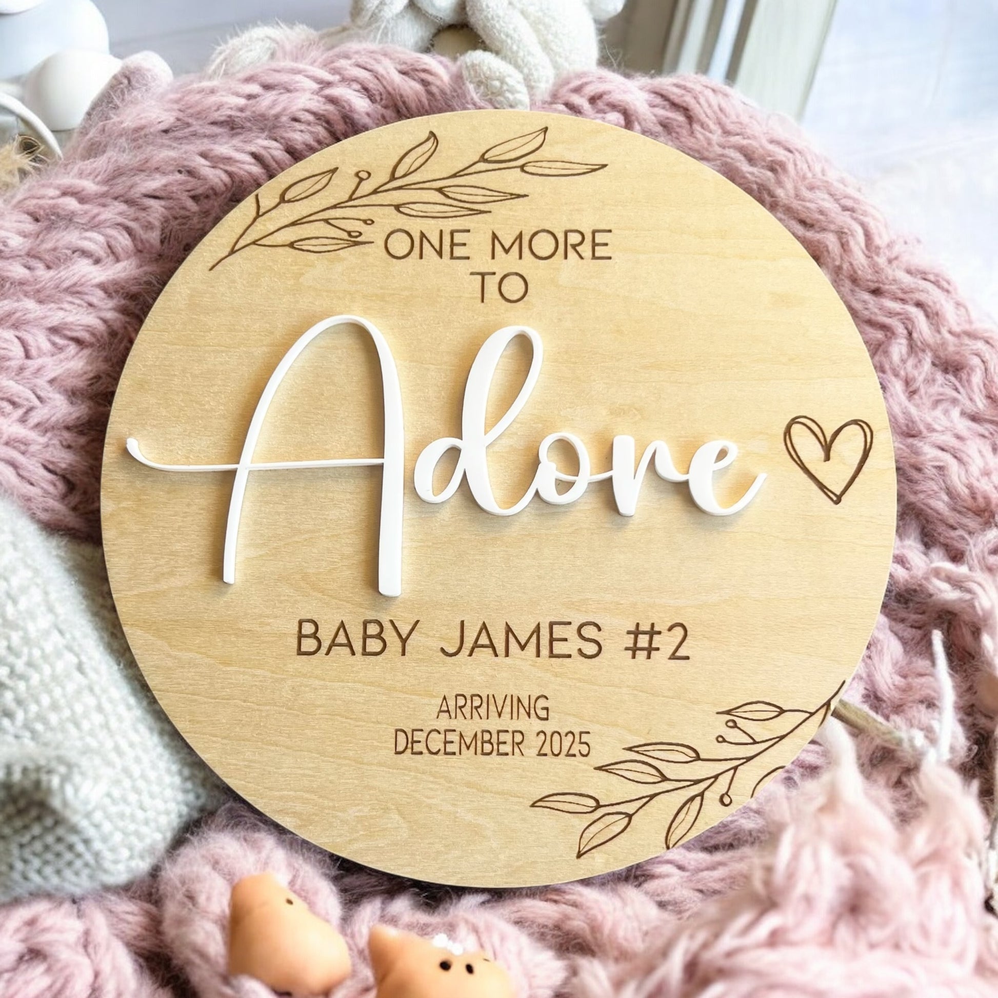 one more to adore, new baby announce, pregnancy announce, social media reveal, second baby,  baby reveal, boy or girl reveal, pregnancy reveal, baby announcement, baby reveal, boho baby, gender neutral