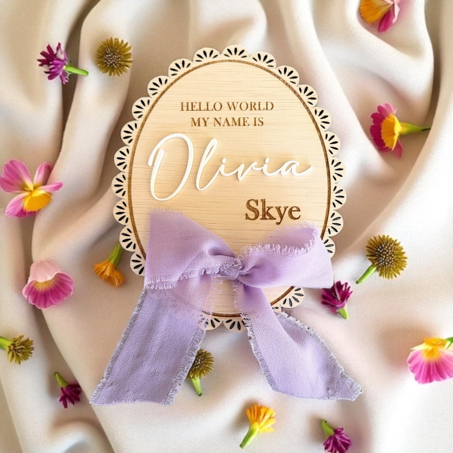 birth statistic, hospital arrival, newborn keepsake, newborn announcement, ribbon lace girl, baby name sign, coquette bow party, gender reveal, month milestone, baby shower gift, kid photo prop, nursery decor, wooden month marker