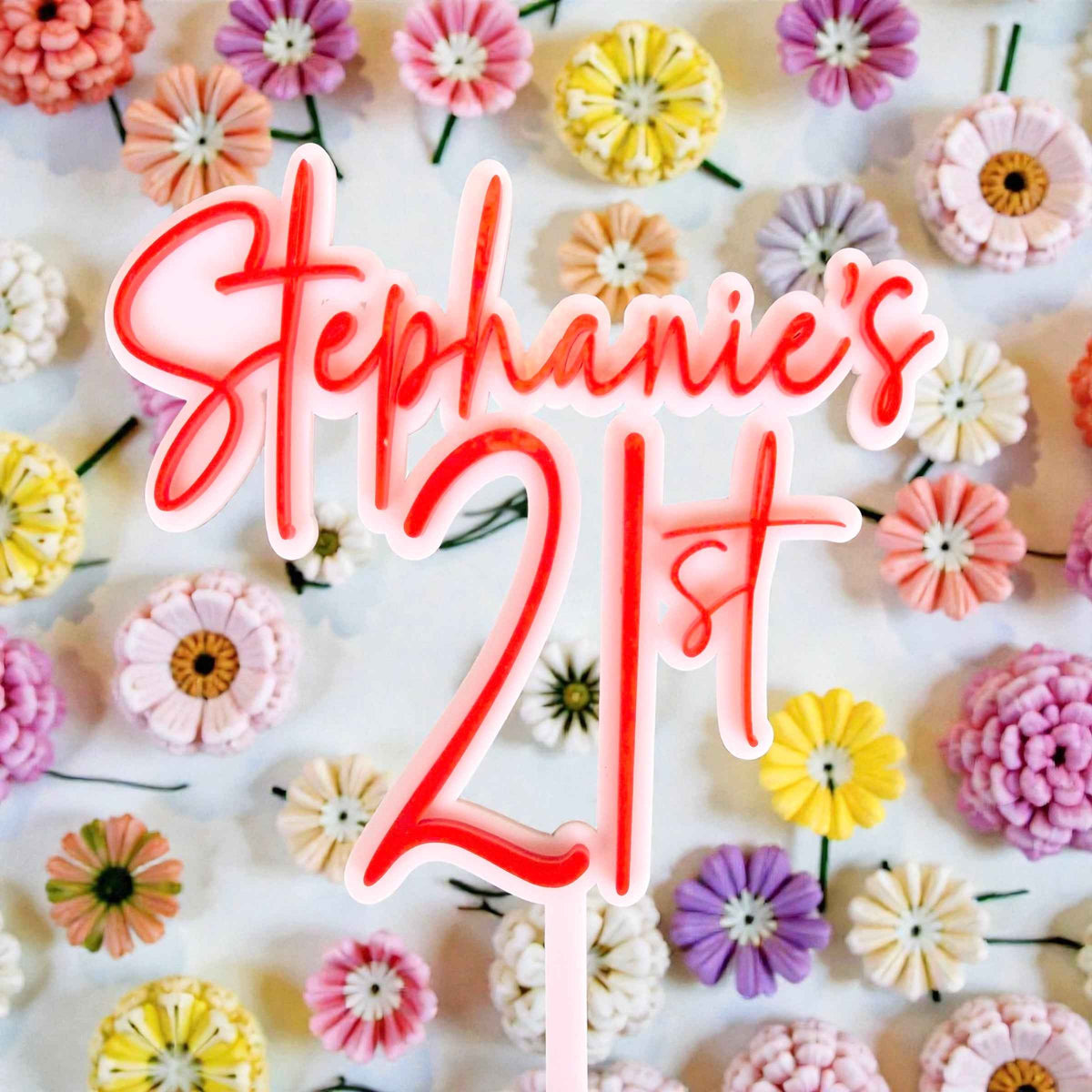 Personalised 21st Cake Topper Double Layer | Custom name is 21