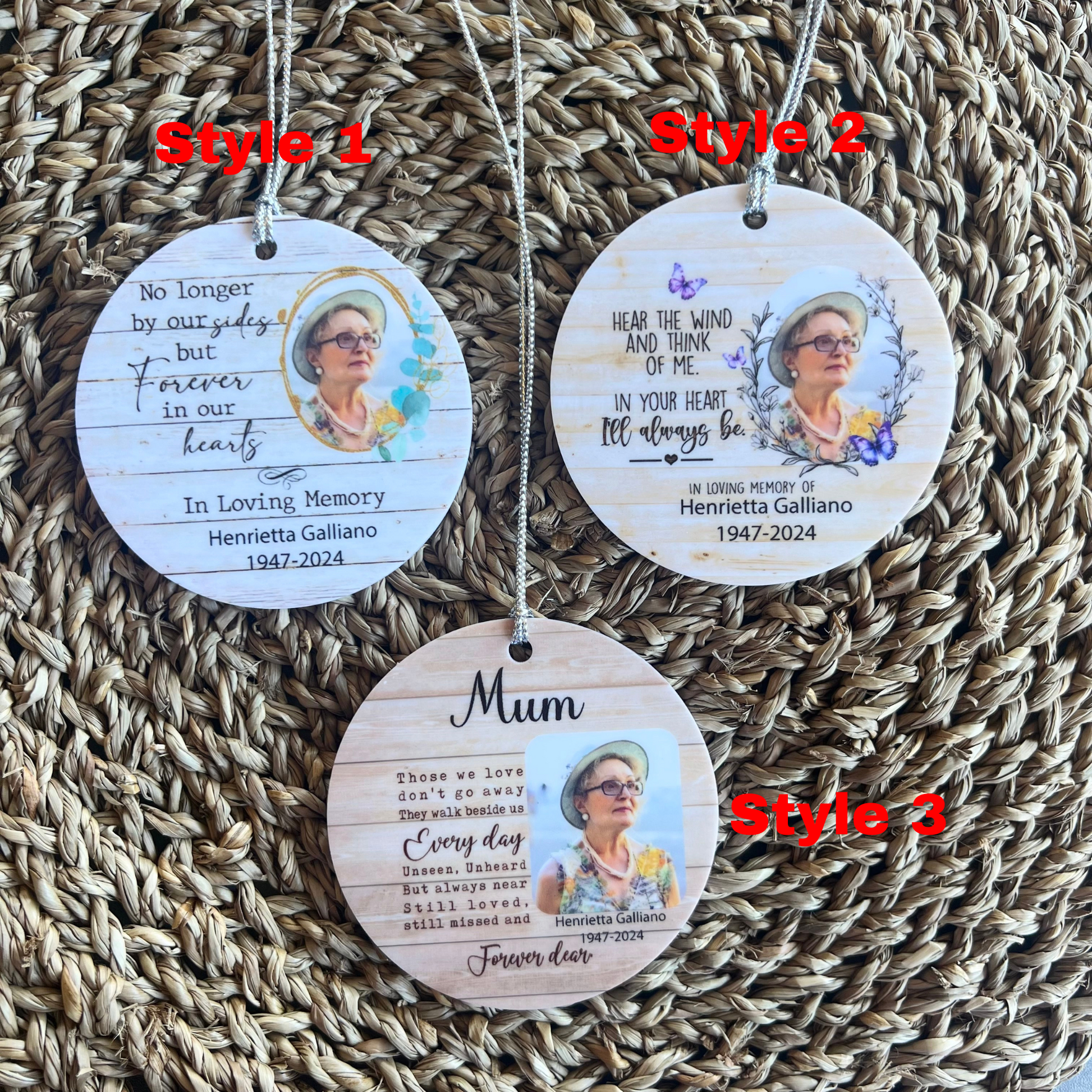acrylic ornament, ceramic ornament, customised ornament, custom loss ornament, custom memorial gift, custom photo, funeral ornaments, memorial day, memorial day gift, memorial ornament, personalised, Remembrance ornament, Christmas ornament