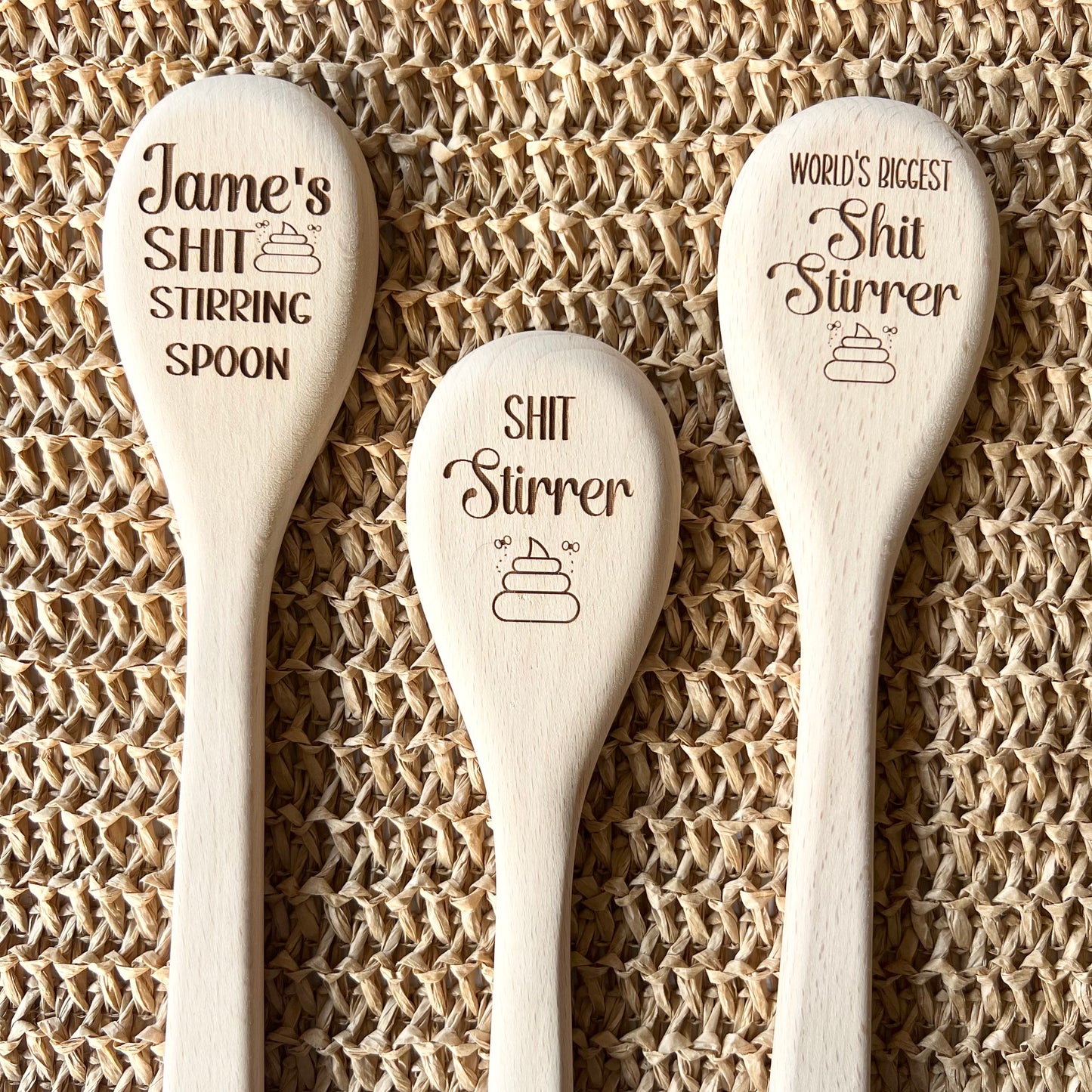 Funny Engraved Shit Stirrer Wooden Spoon