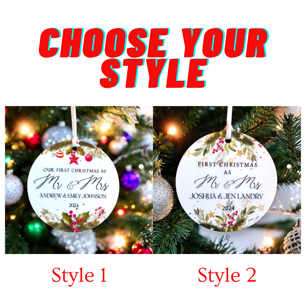 Our First Christmas as Mr and Mrs | Personalised Mr & Mrs Ornament