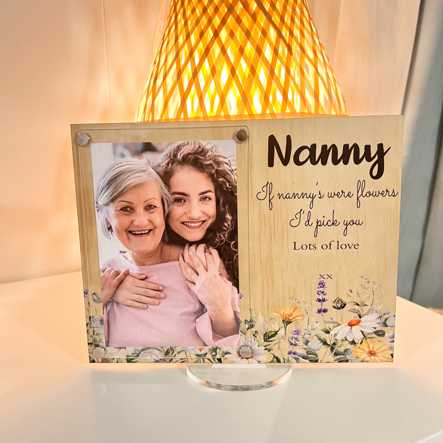 Personalised wood and acrylic nan frame