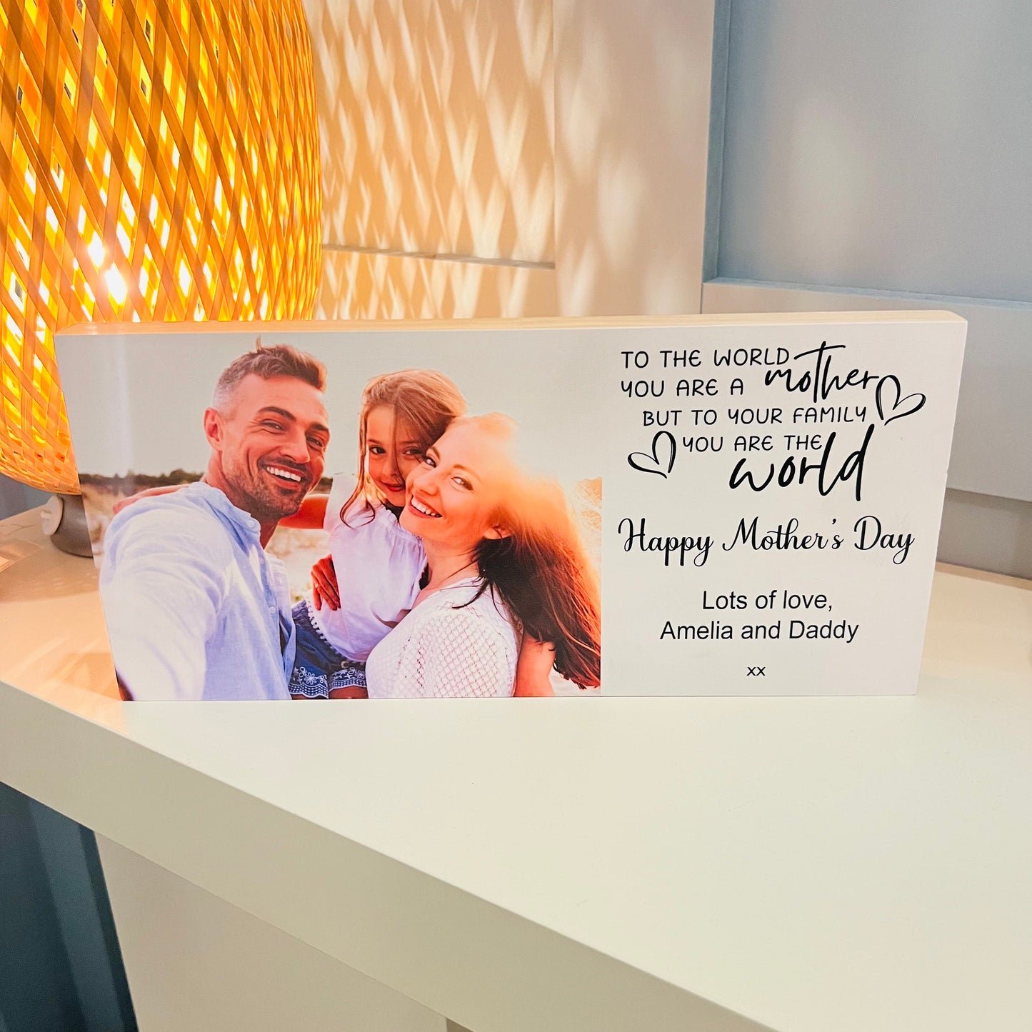 Personalised freestanding Wood Photo Block | Mother's Day | Gifts for mum