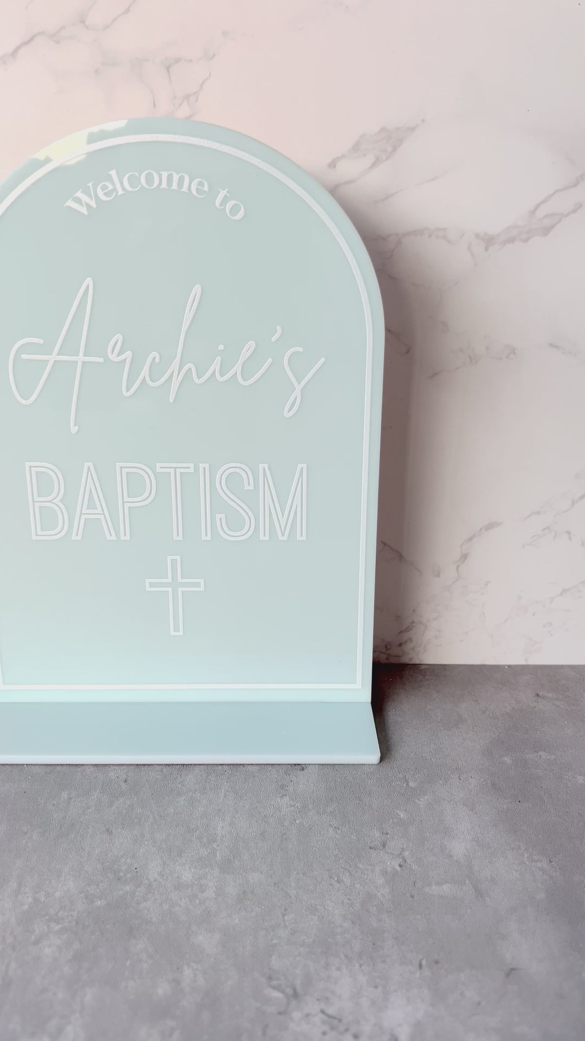 Baptism Welcome Table Sign Acrylic Personalised