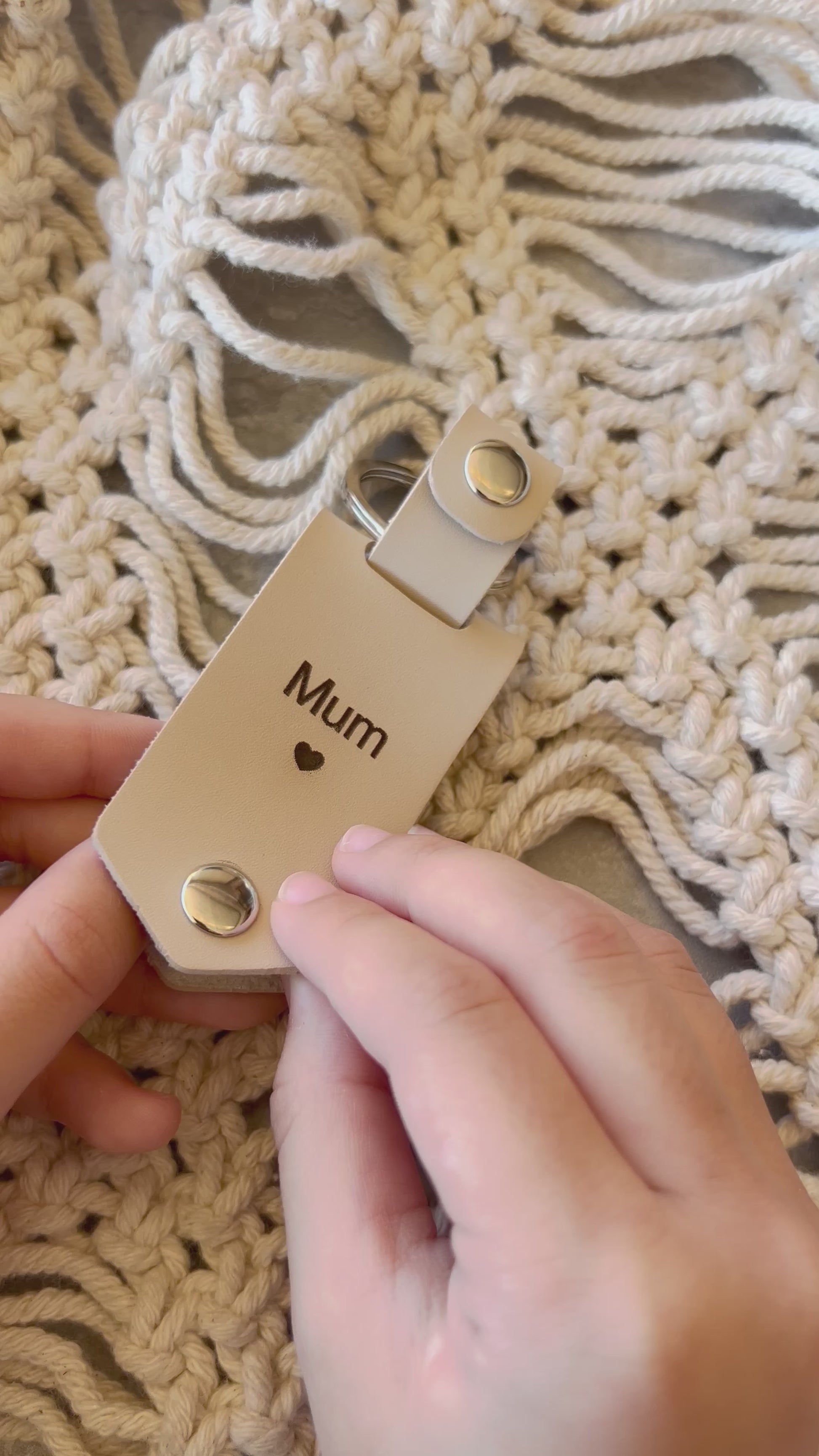 Personalised leather photo key ring engraved for mum