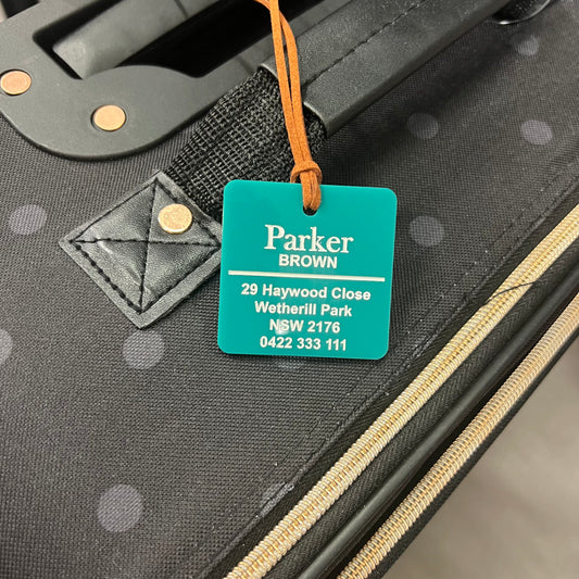 luggage tags, personalised luggage, travel luggage, gifts for travellers, gifts for him, gifts for her, jetset, square tags, ID Tags, holiday tags, bag tags, Travel Tag, travel tags
