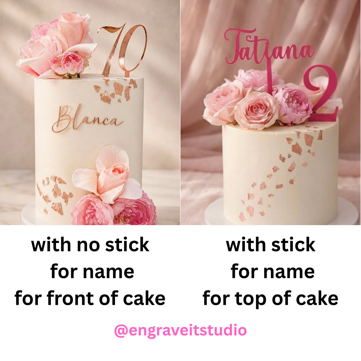 Custom Acrylic Cake Charm and Fropper | Personalised Name and Number Cake Topper