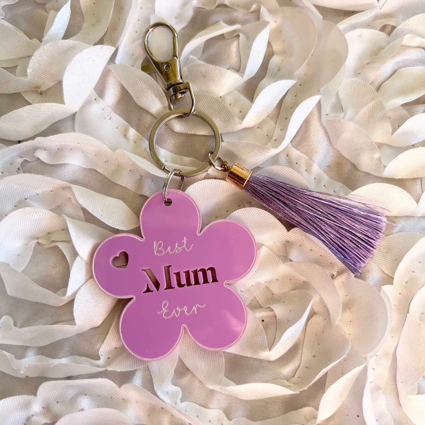 Mum flower Acrylic Key ring Best mum / nan Ever