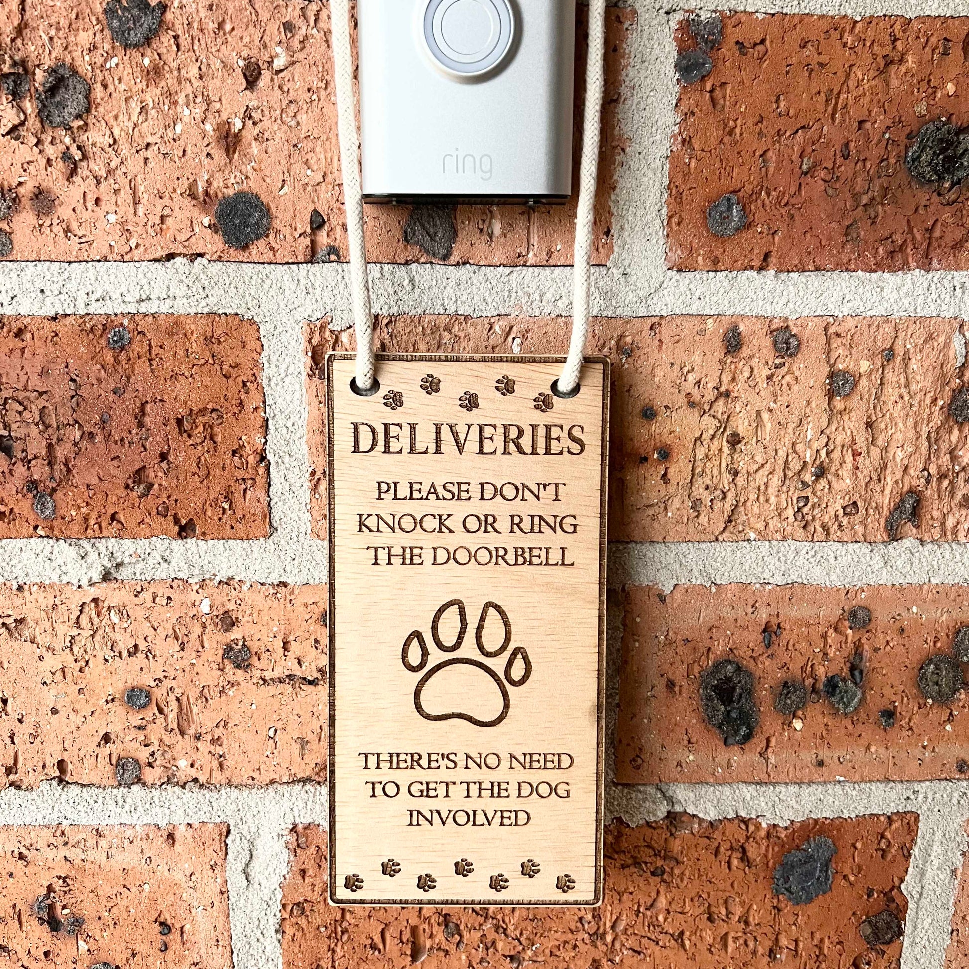 Deliveries door sign wood