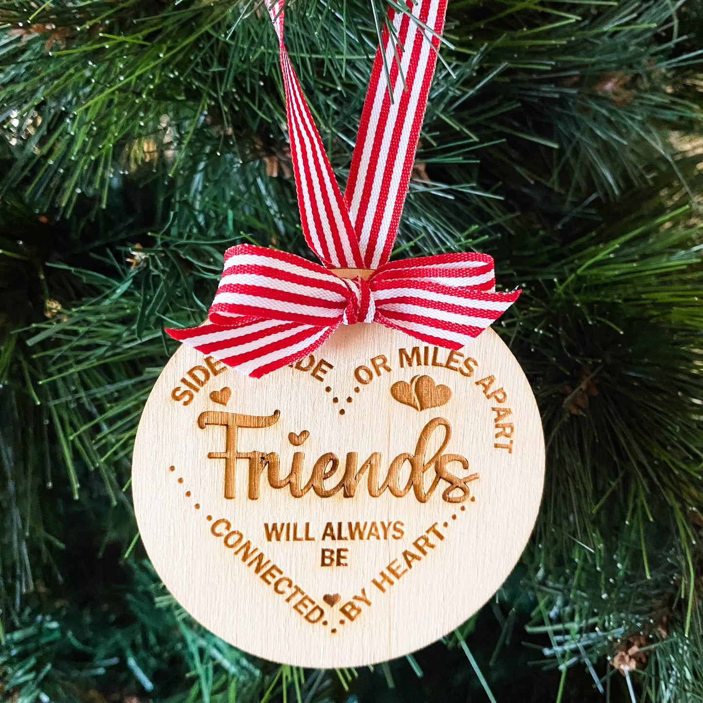 Wooden Friends ornament | Christmas Gift ornament | Christmas Gifts for Friends | Side by side or miles apart