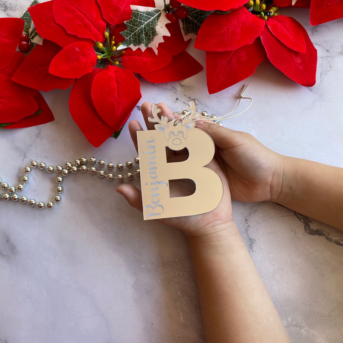 Personalised Reindeer Name Letter ornament