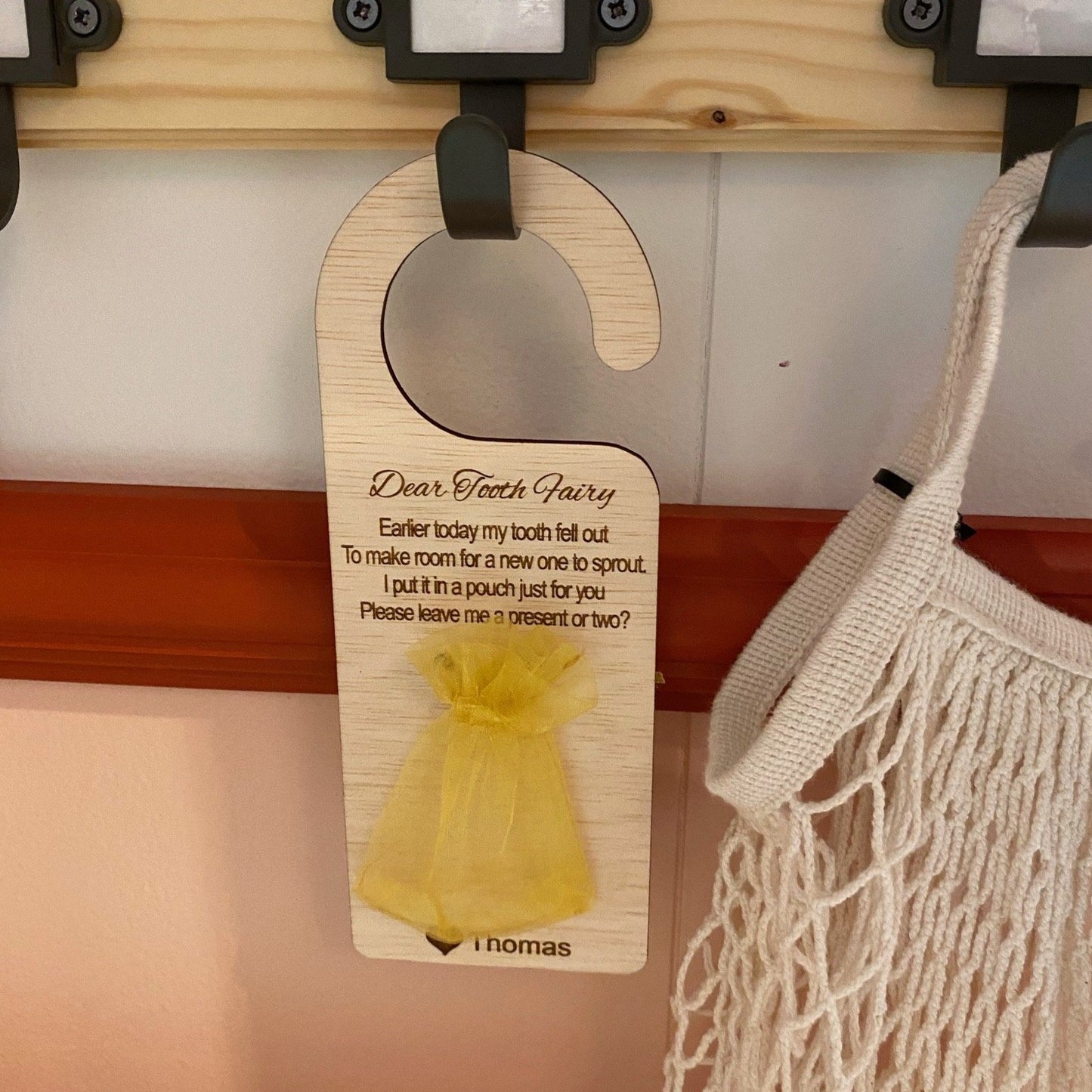 Wooden tooth fairy Door Hanger