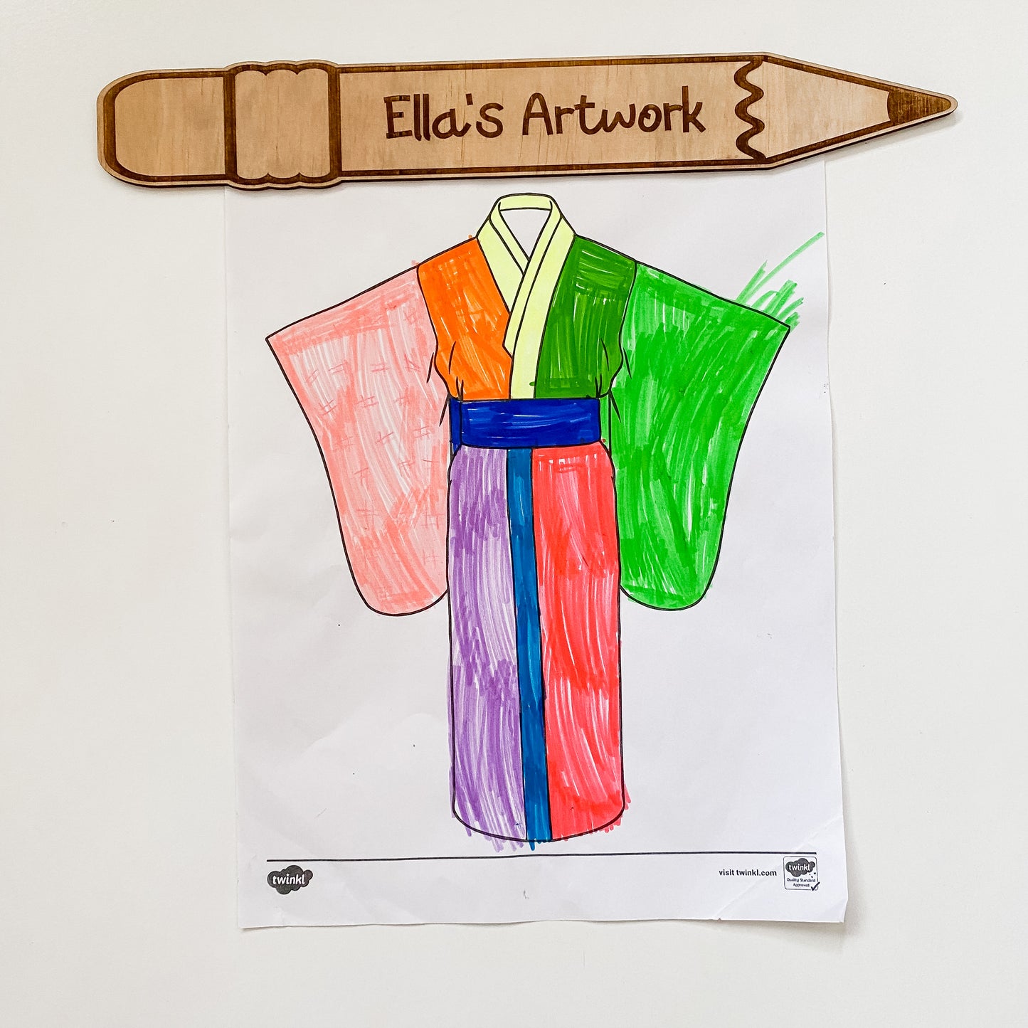 Kids Personalised Fridge Artwork Magnet Pencil shape Wood