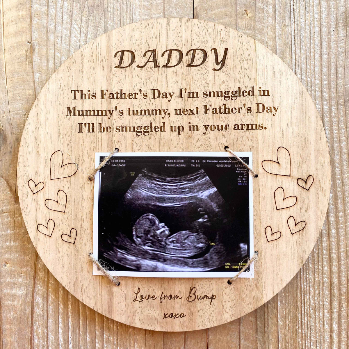 Personalised Daddy Wood Ultrasound Plaque Gift