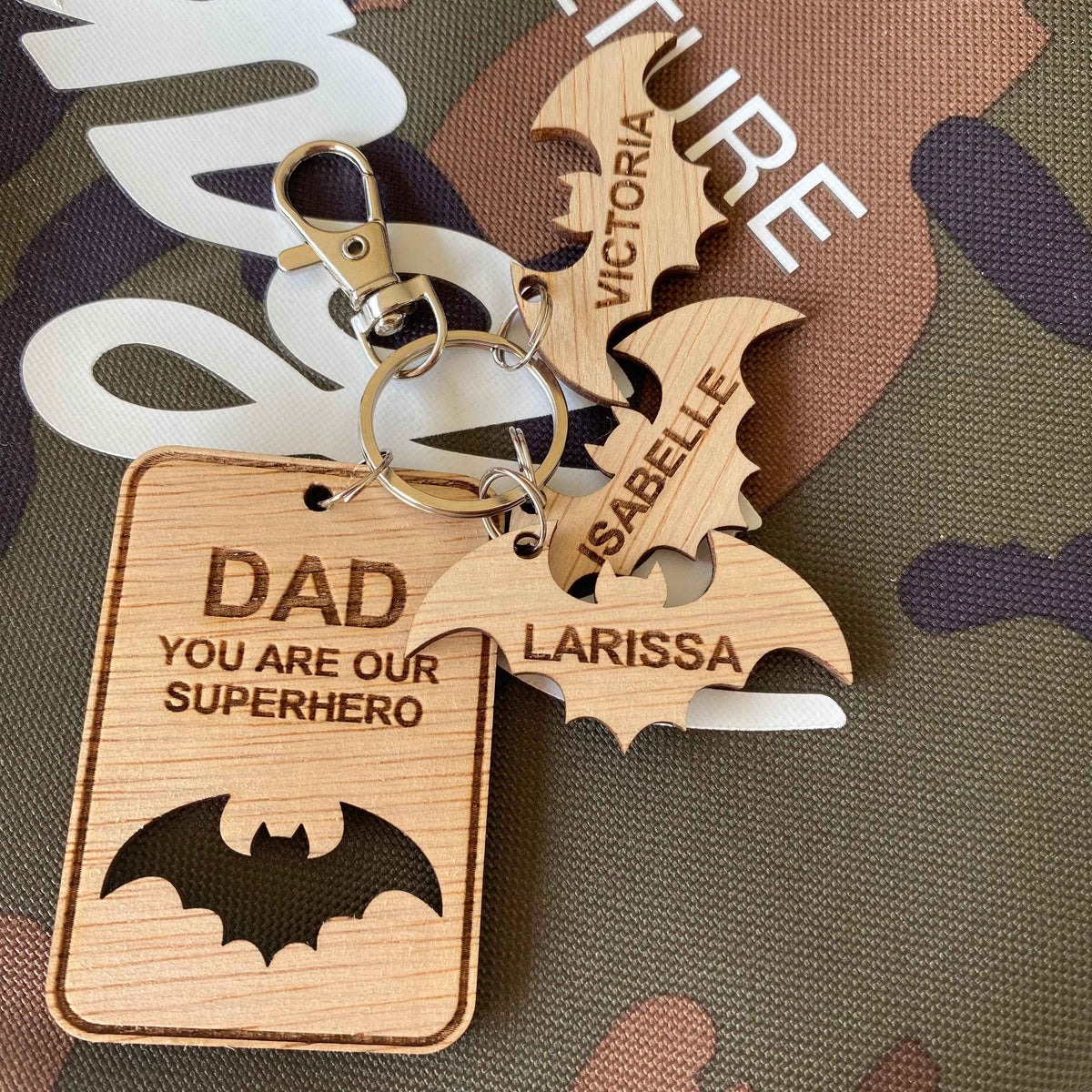Personalised Superhero Dad key ring