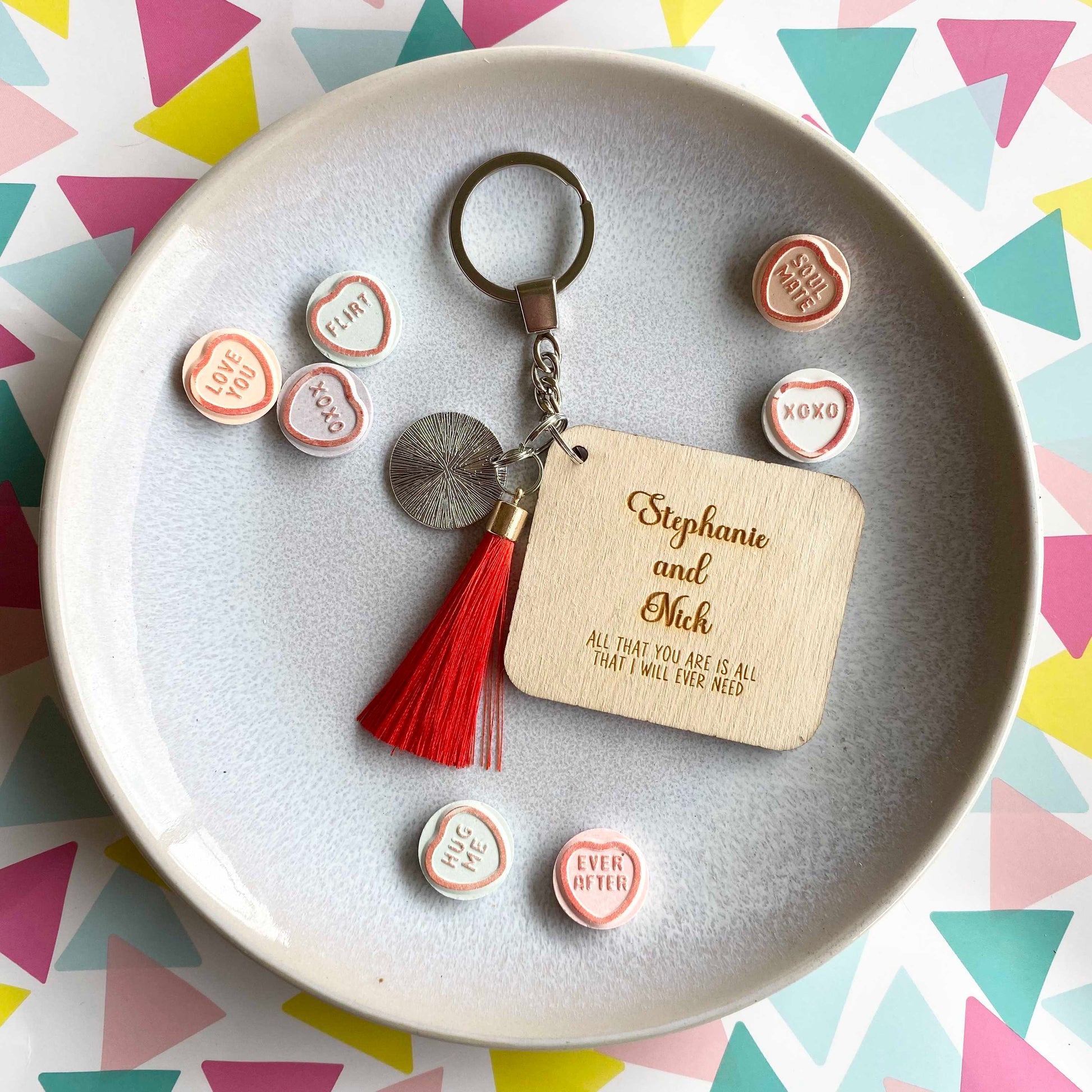 Wood Anniversary day we first met calendar Key ring personalised