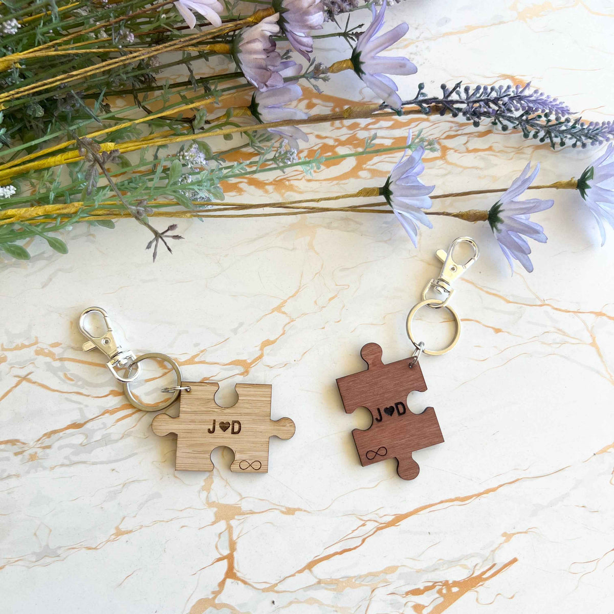 Couples jigsaw personalised key rings