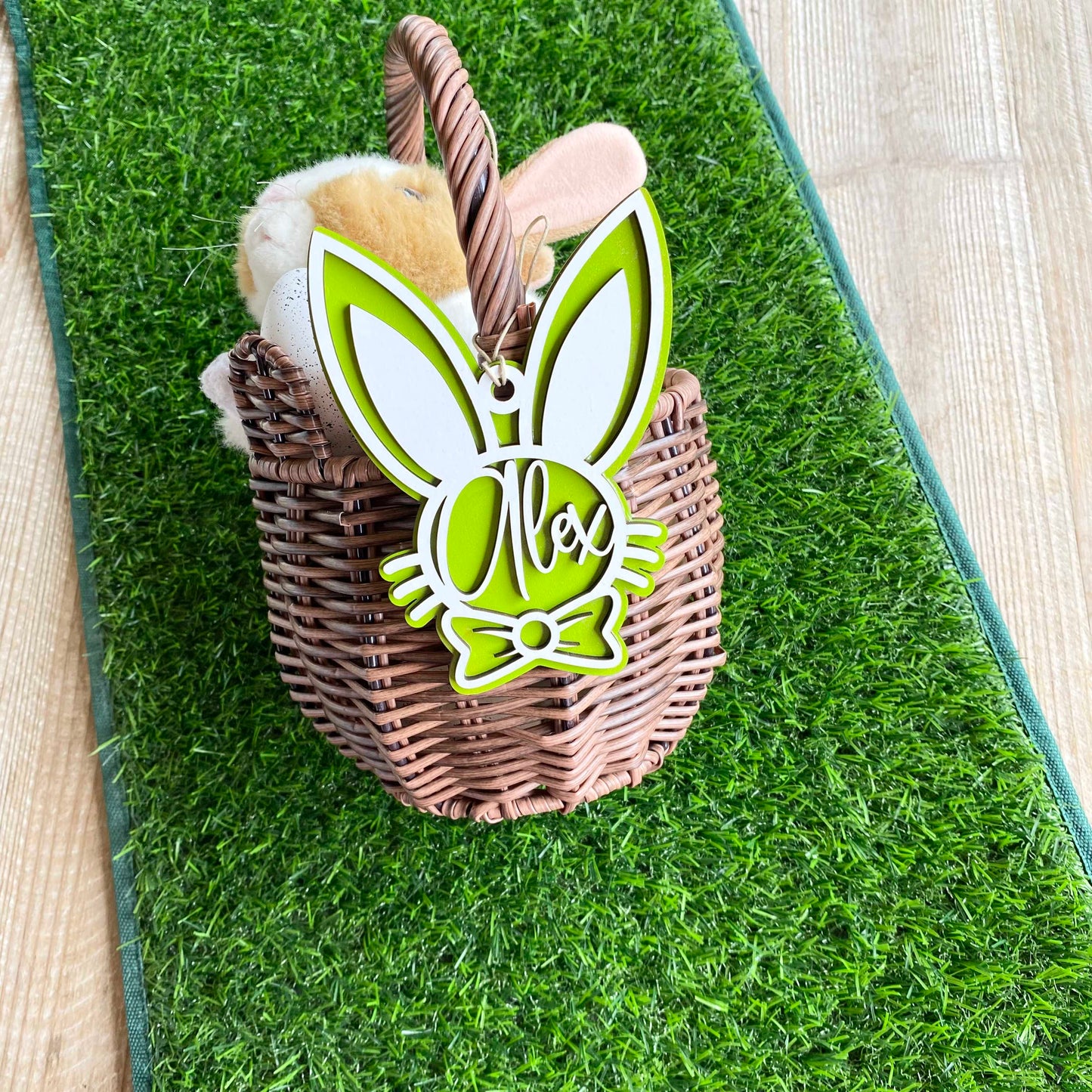 Wooden Personalised bunny tags with names