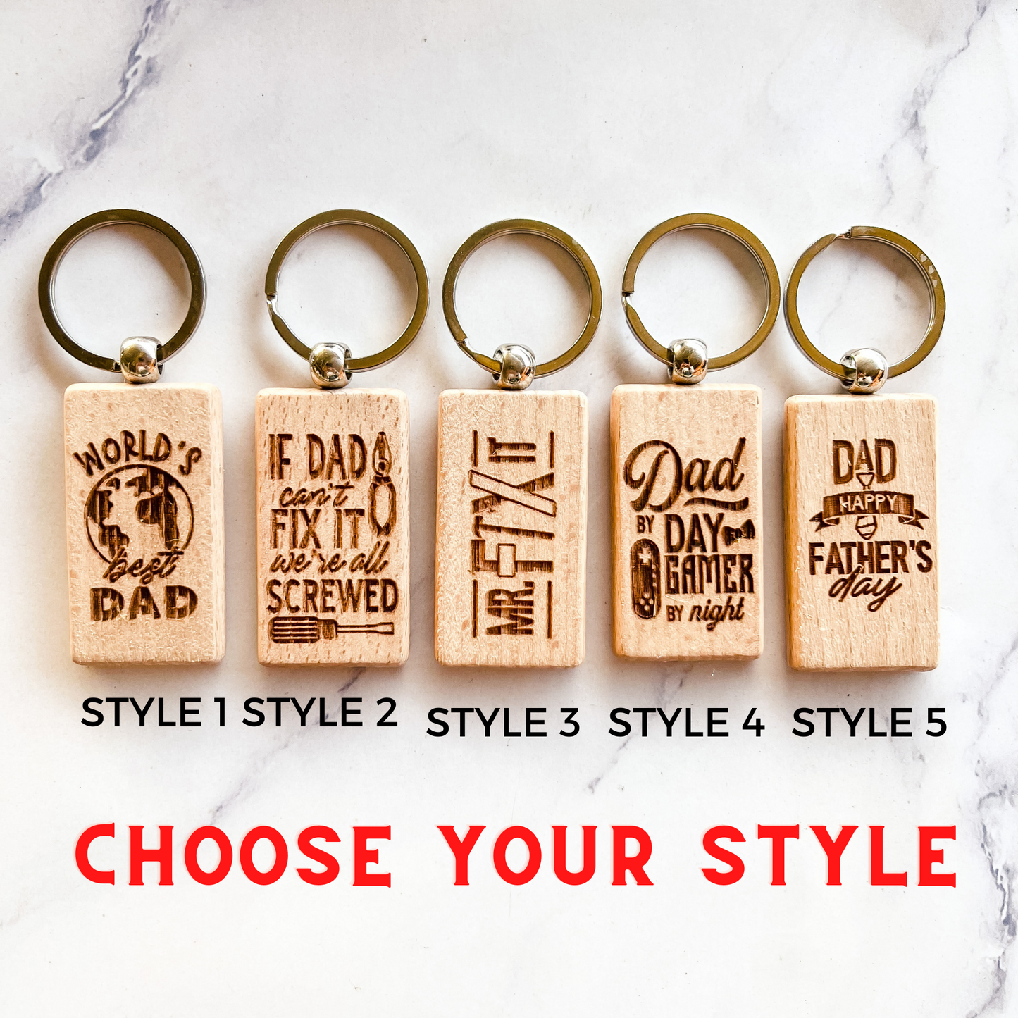 Wooden Key ring for Dad Rectangle