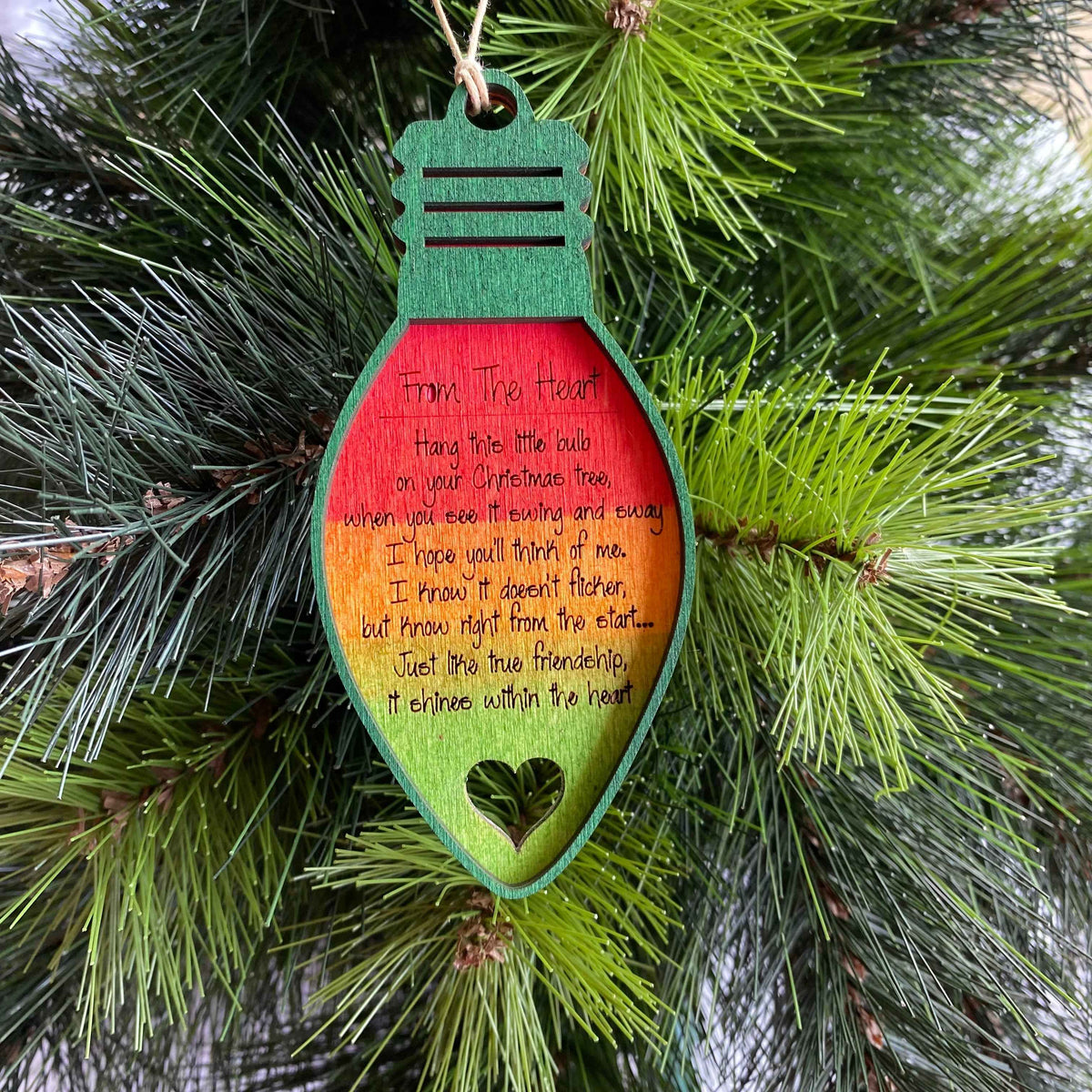 True Friendship light bulb Poem Ornament Hand painted