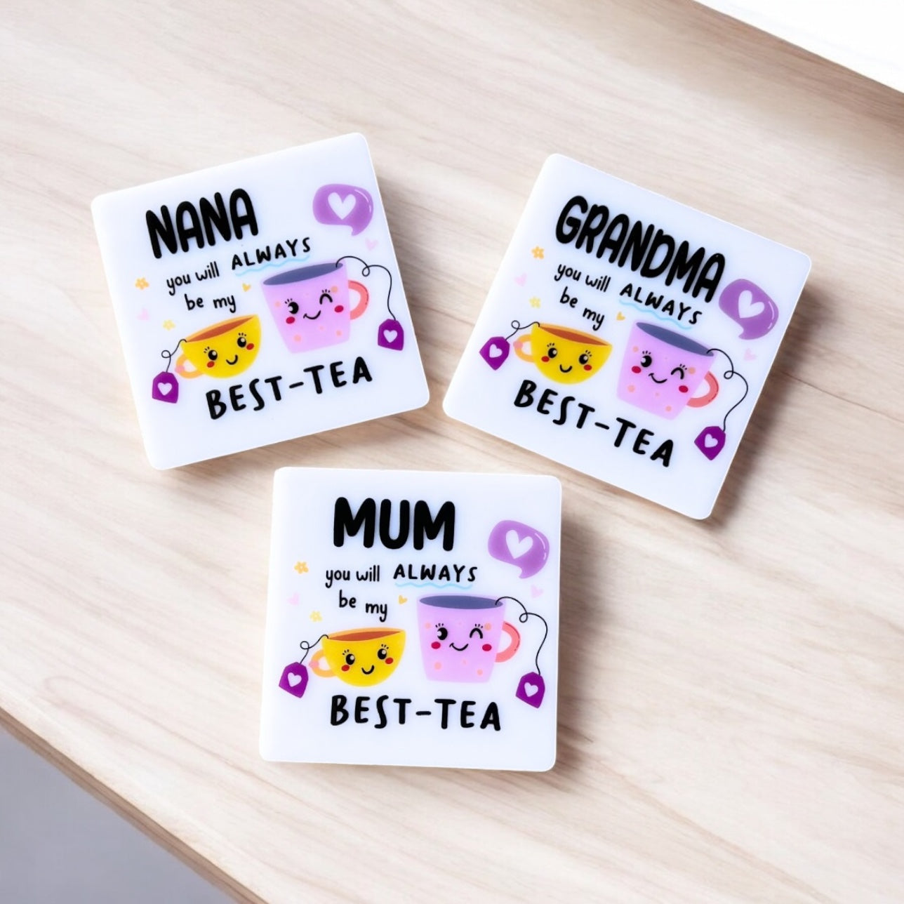 Best Tea Acrylic coasters great gift idea for mum or grandma