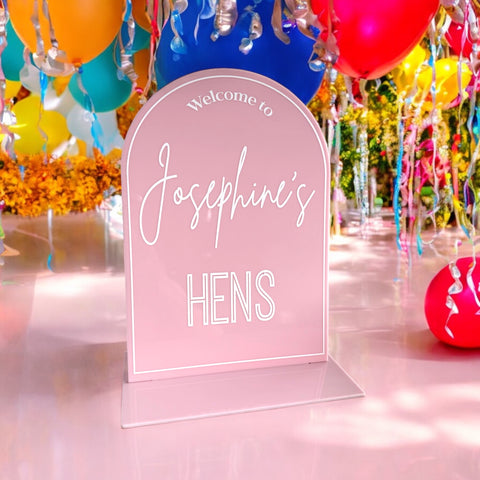 Hens Party Welcome Table Sign Acrylic Personalised