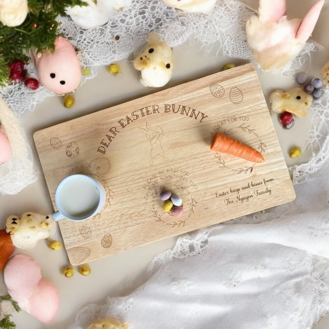 Double Sided Personalised Engraved Easter and Santa Wooden treat Board