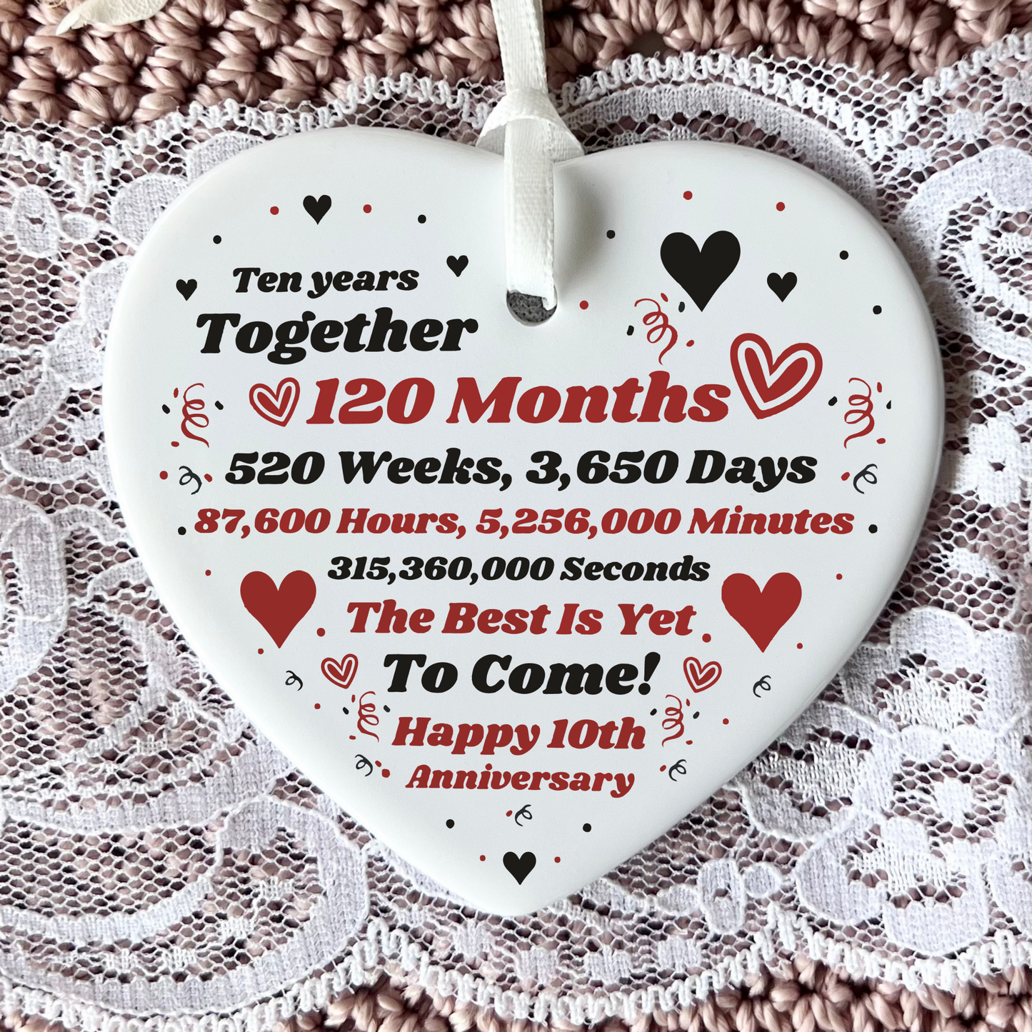 10th Anniversary, Ceramic Keepsake, Ornament Gift, Anniversary Gift, Wedding Anniversary, Milestone Celebration, Personalized Ornament, Unique Keepsake, Cherished Memory, Special Occasion Gift, Love and Commitment, Decade Together, Thoughtful Gesture, Timeless Keepsake, Heartfelt Present