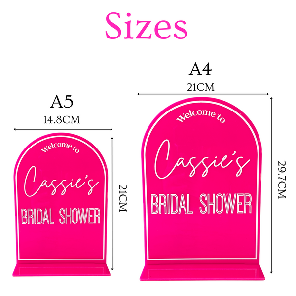 Bridal Shower Welcome Table Sign Acrylic Personalised