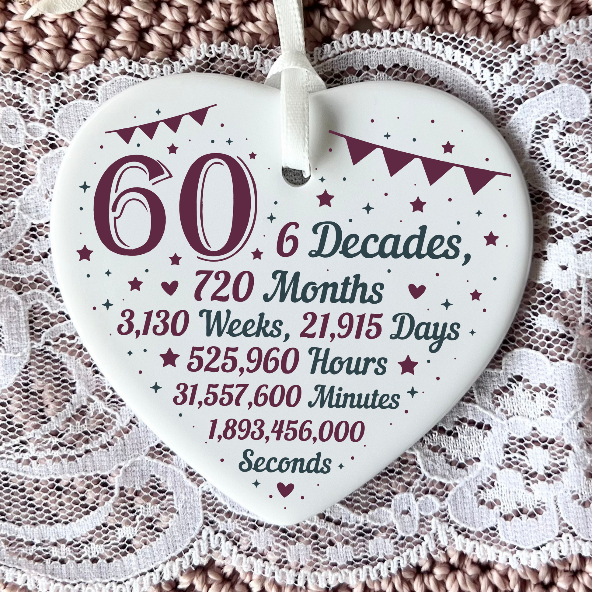 60th Birthday  
Ceramic Keepsake  
Heart-Shaped Gift  
Sixty Years  
Milestone Birthday  
Birthday Gifts  
Personalized Keepsake  
Anniversary Gift  
Celebration Gift  
Thoughtful Gesture  
Keepsake Memory  
Unique Gift Idea  
Cherished Keepsake