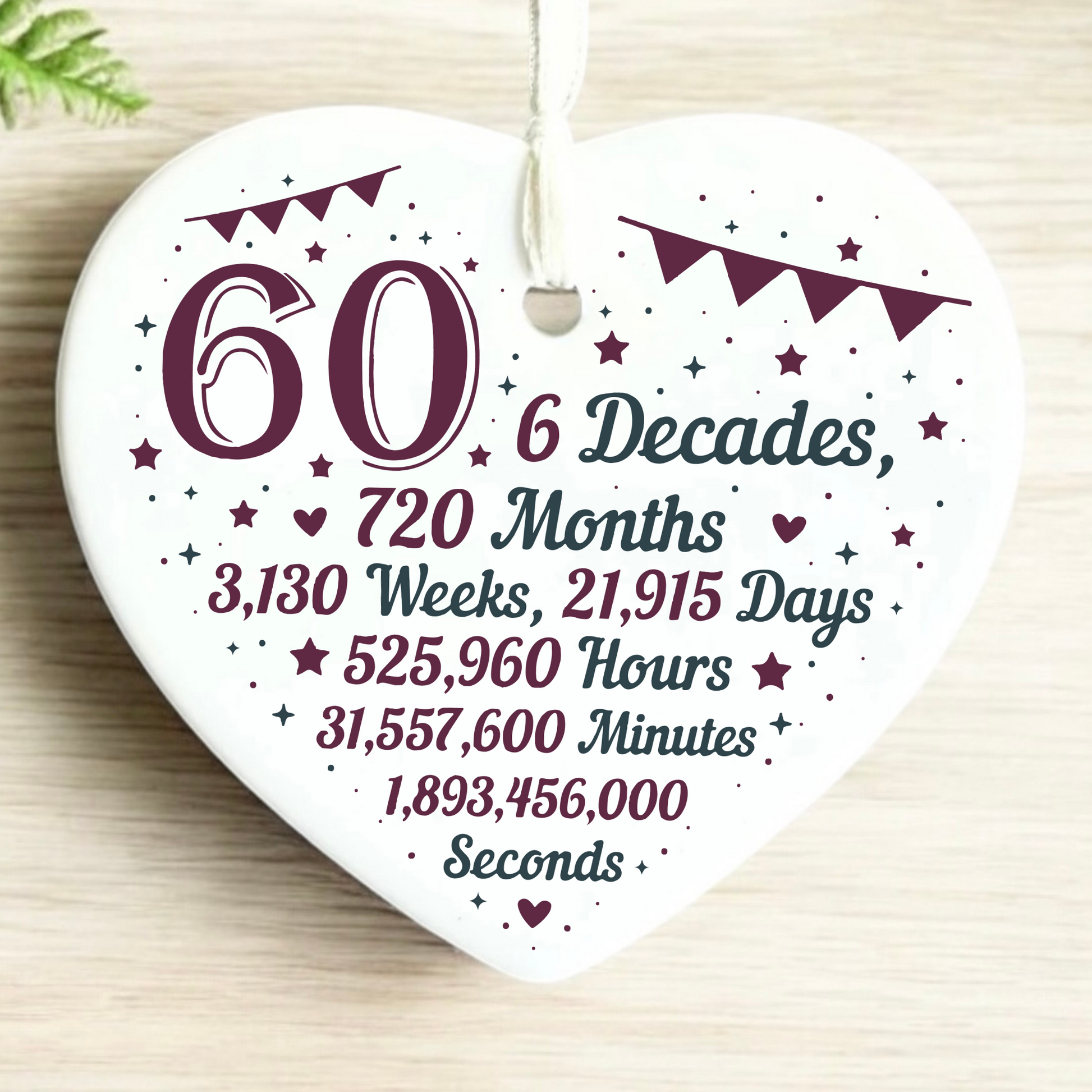 60th Birthday  
Ceramic Keepsake  
Heart-Shaped Gift  
Sixty Years  
Milestone Birthday  
Birthday Gifts  
Personalized Keepsake  
Anniversary Gift  
Celebration Gift  
Thoughtful Gesture  
Keepsake Memory  
Unique Gift Idea  
Cherished Keepsake