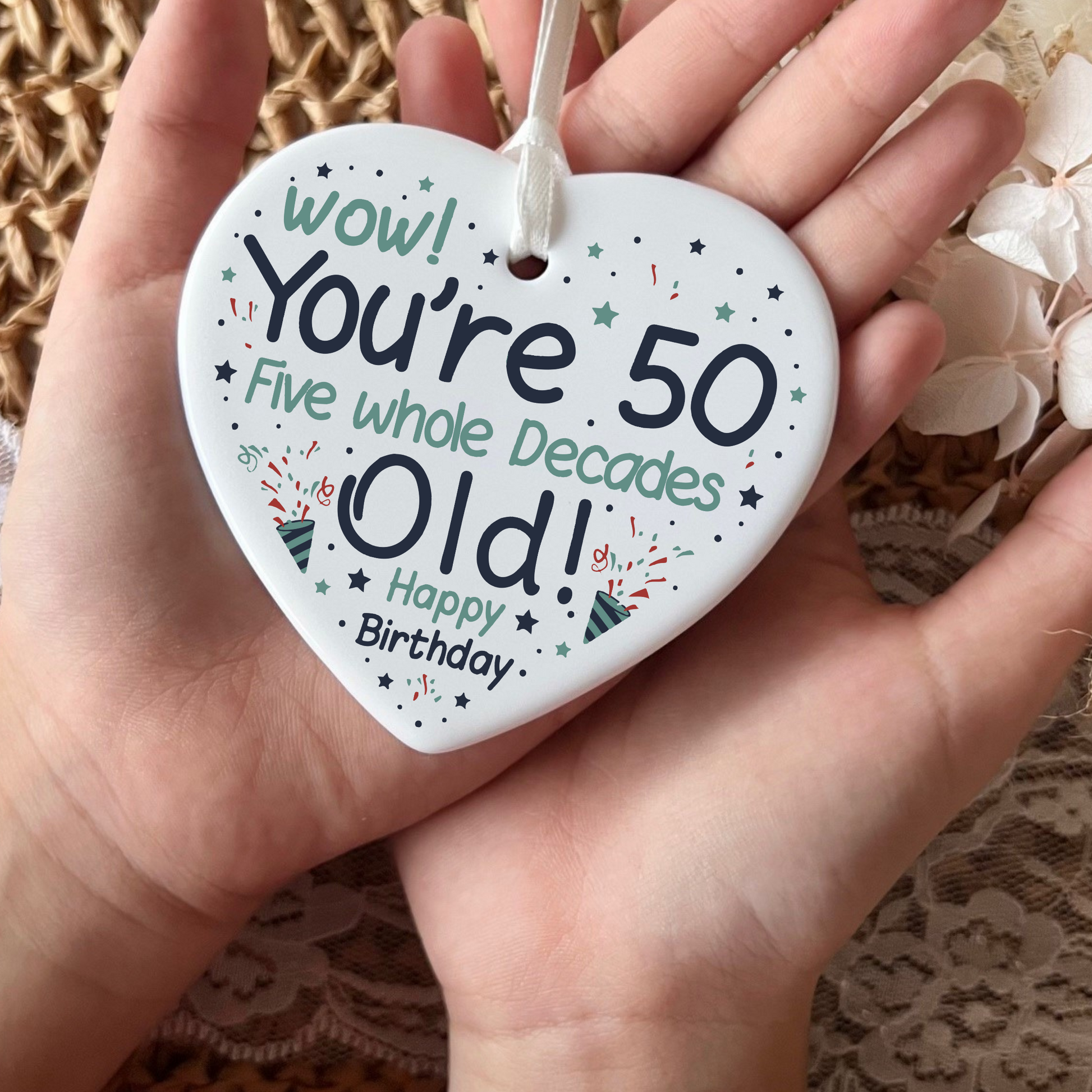 50th Birthday  
Ceramic Heart Keepsake  
Milestone Celebration  
Unique Gift Idea  
Personalized Keepsake  
Special Occasion Gift  
Heartfelt Present  
Cherished Memory  
Golden Jubilee  
Thoughtful Gesture  
Love and Friendship  
Timeless Treasure  
Birthday Gifts  
Keepsake Ornament
50th
fifty