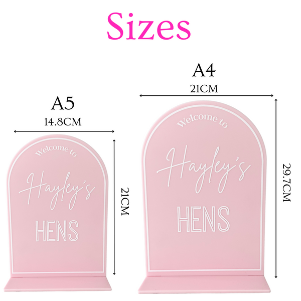 Hens Party Welcome Table Sign Acrylic Personalised