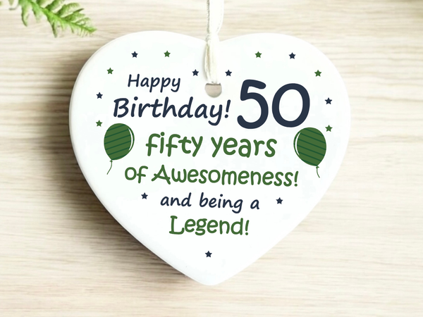 50th Birthday  
Ceramic Heart Keepsake  
Milestone Celebration  
Unique Gift Idea  
Personalized Keepsake  
Special Occasion Gift  
Heartfelt Present  
Cherished Memory  
Golden Jubilee  
Birthday Gifts  
Keepsake Ornament
50th
fifty