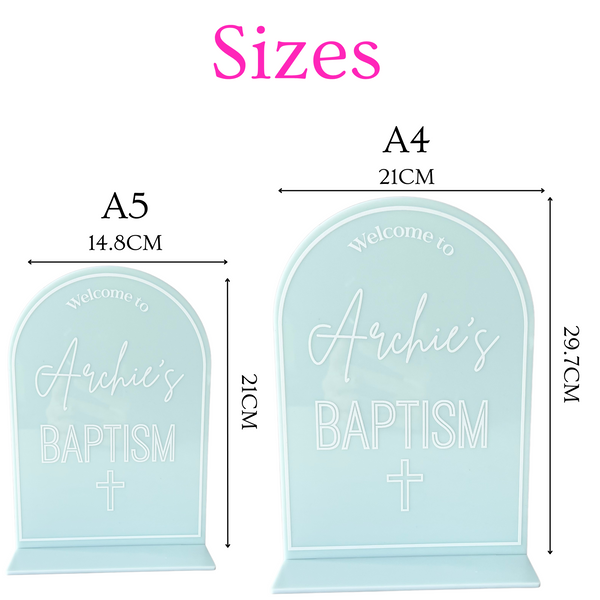 Baptism Welcome Table Sign Acrylic Personalised