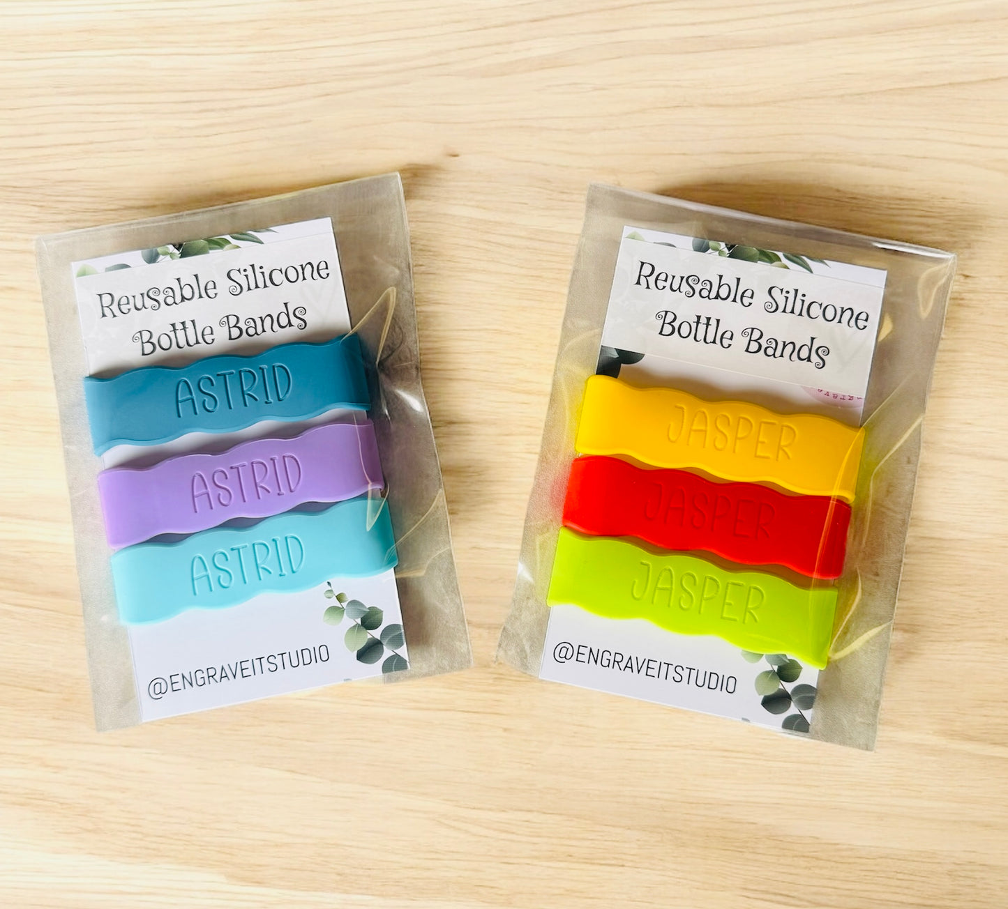 Personalised Silicone Bottle Bands | Custom Name Cup Labels for Kids | Sippy Cup & Water Bottle Name Bands | Daycare & School Gift