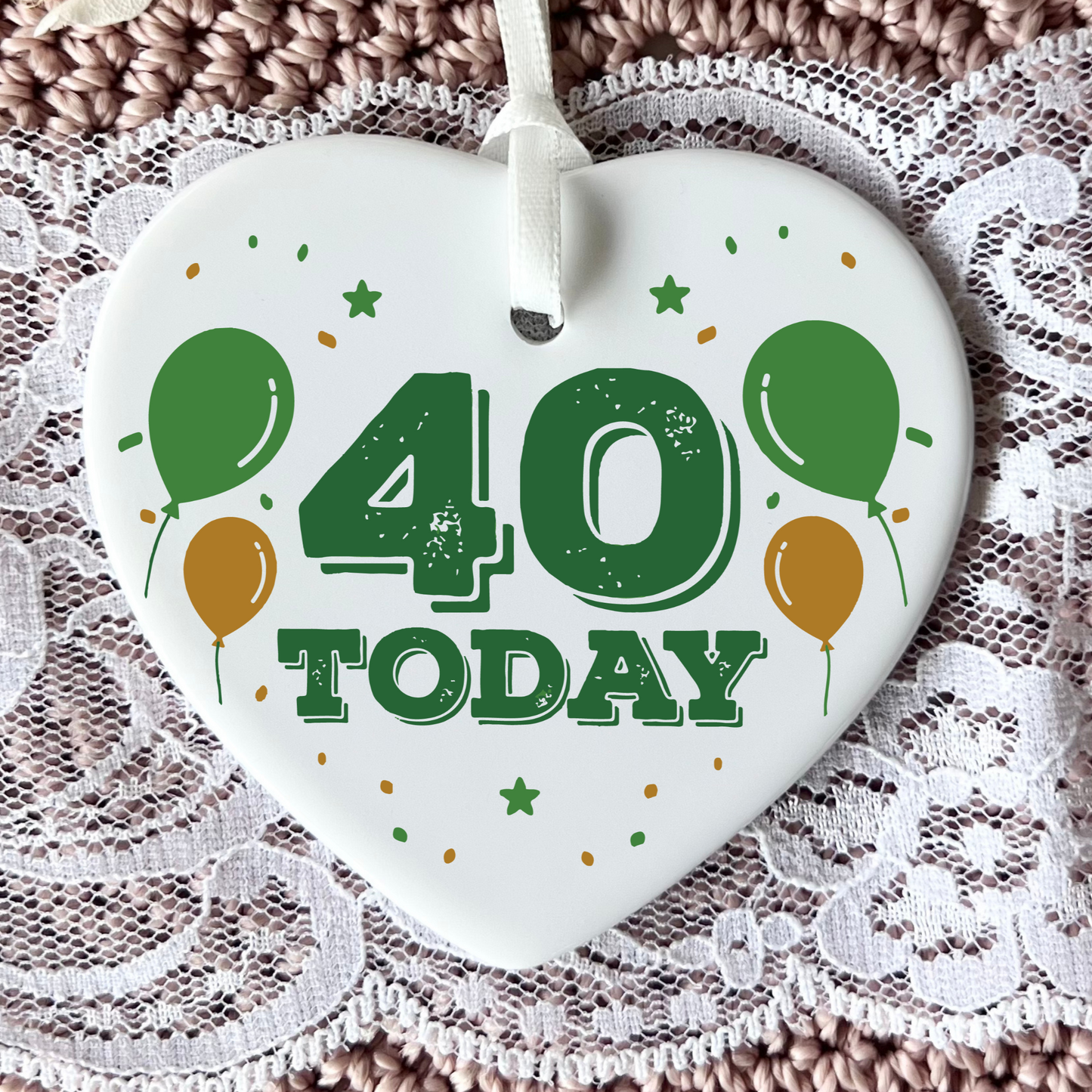 40th Birthday
Ceramic Keepsake
Funny Heart Gift
Forty
Birthday Gifts
Milestone Celebration
Unique Gift Ideas
Humorous Keepsake
Special Occasion
Heart-Shaped Ornament