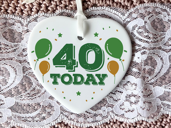 40th Birthday
Ceramic Keepsake
Funny Heart Gift
Forty
Birthday Gifts
Milestone Celebration
Unique Gift Ideas
Humorous Keepsake
Special Occasion
Heart-Shaped Ornament