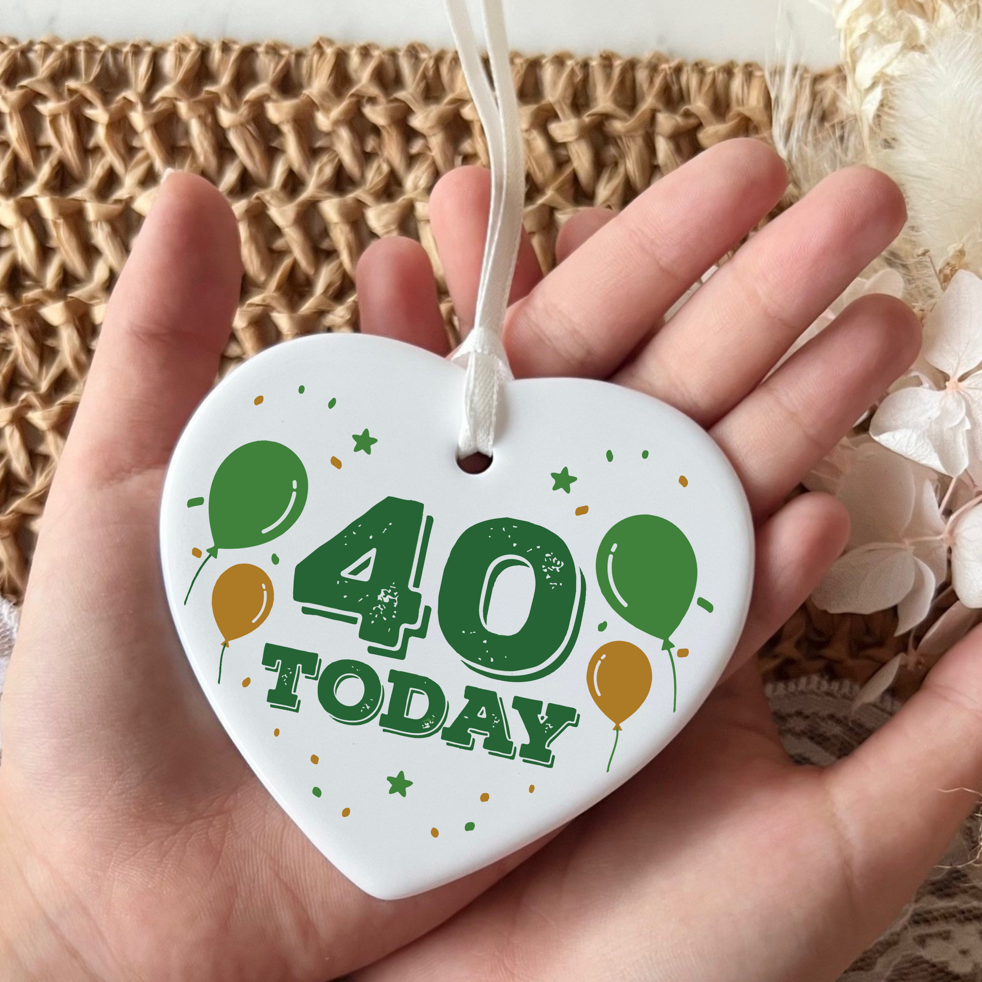 40th Birthday
Ceramic Keepsake
Funny Heart Gift
Forty
Birthday Gifts
Milestone Celebration
Unique Gift Ideas
Humorous Keepsake
Special Occasion
Heart-Shaped Ornament