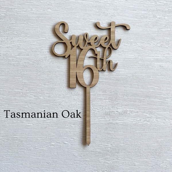 16th Birthday Cake Topper | Sweet 16 | Acrylic | Wood