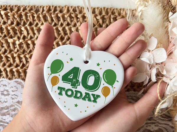 40th Birthday
Ceramic Keepsake
Funny Heart Gift
Forty
Birthday Gifts
Milestone Celebration
Unique Gift Ideas
Humorous Keepsake
Special Occasion
Heart-Shaped Ornament