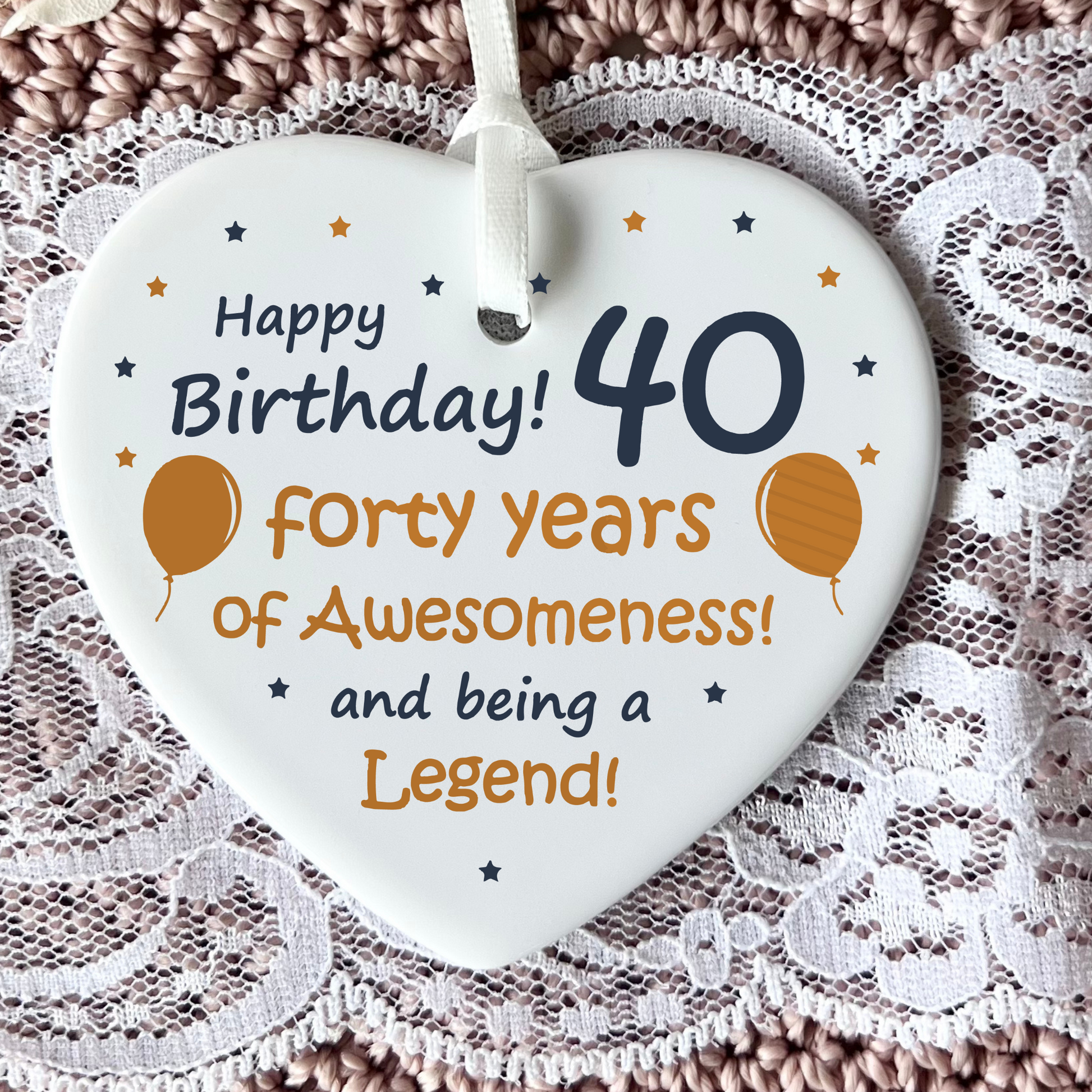 40th Birthday
Ceramic Keepsake
Funny Heart Gift
Forty
Birthday Gifts
Milestone Celebration
Unique Gift Ideas
Humorous Keepsake
Special Occasion
Heart-Shaped Ornament